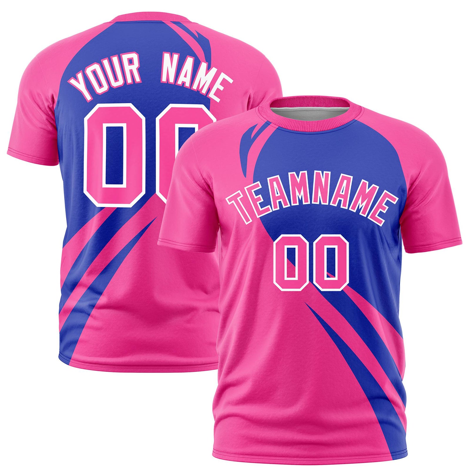 Custom Royal Blue-Pink Personalized Slanting Lump Pattern Performance T-Shirt