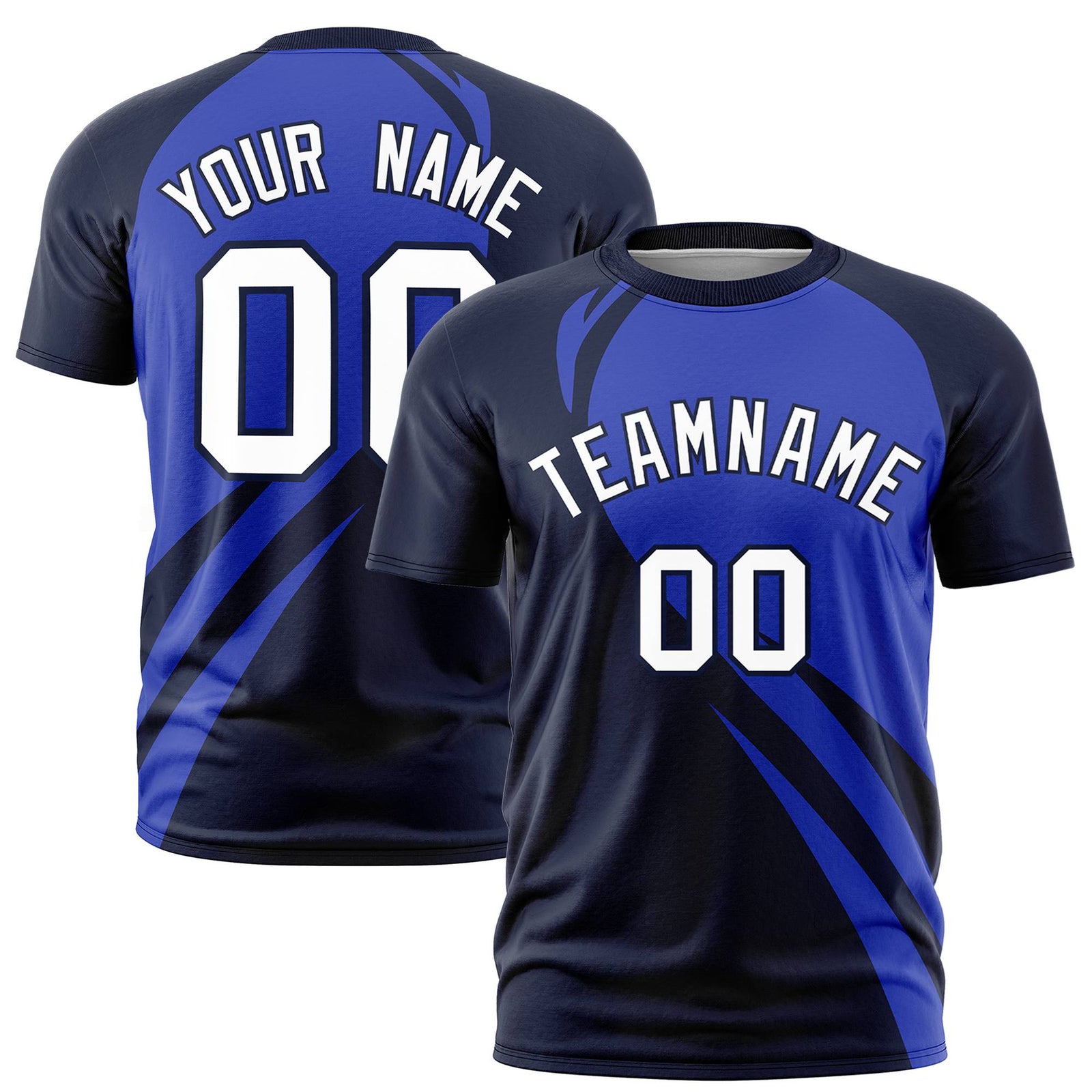 Custom Royal Blue-Navy Personalized Slanting Lump Pattern Performance T-Shirt