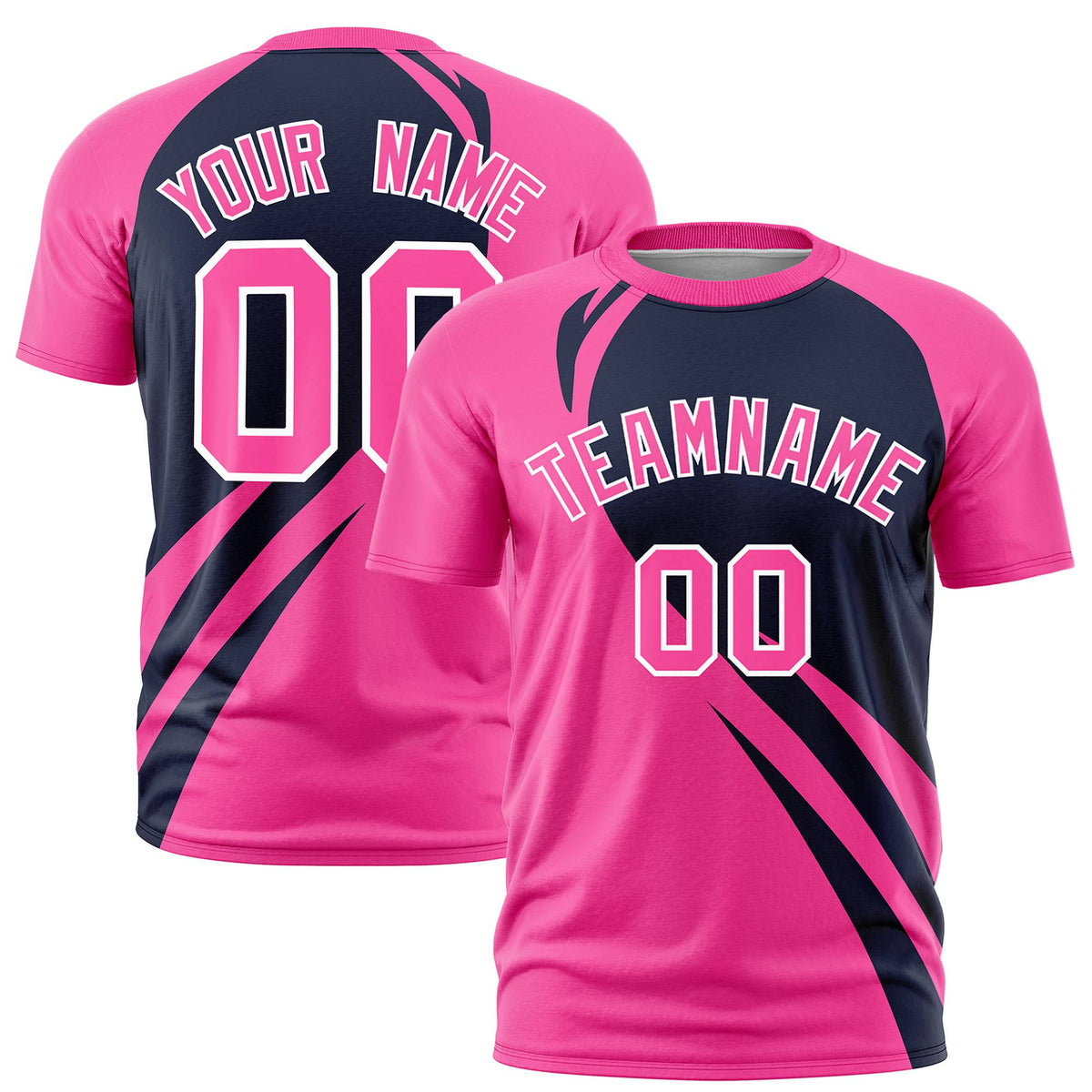 Custom Navy Pink Personalized Slanting Lump Pattern Performance T-Shirt