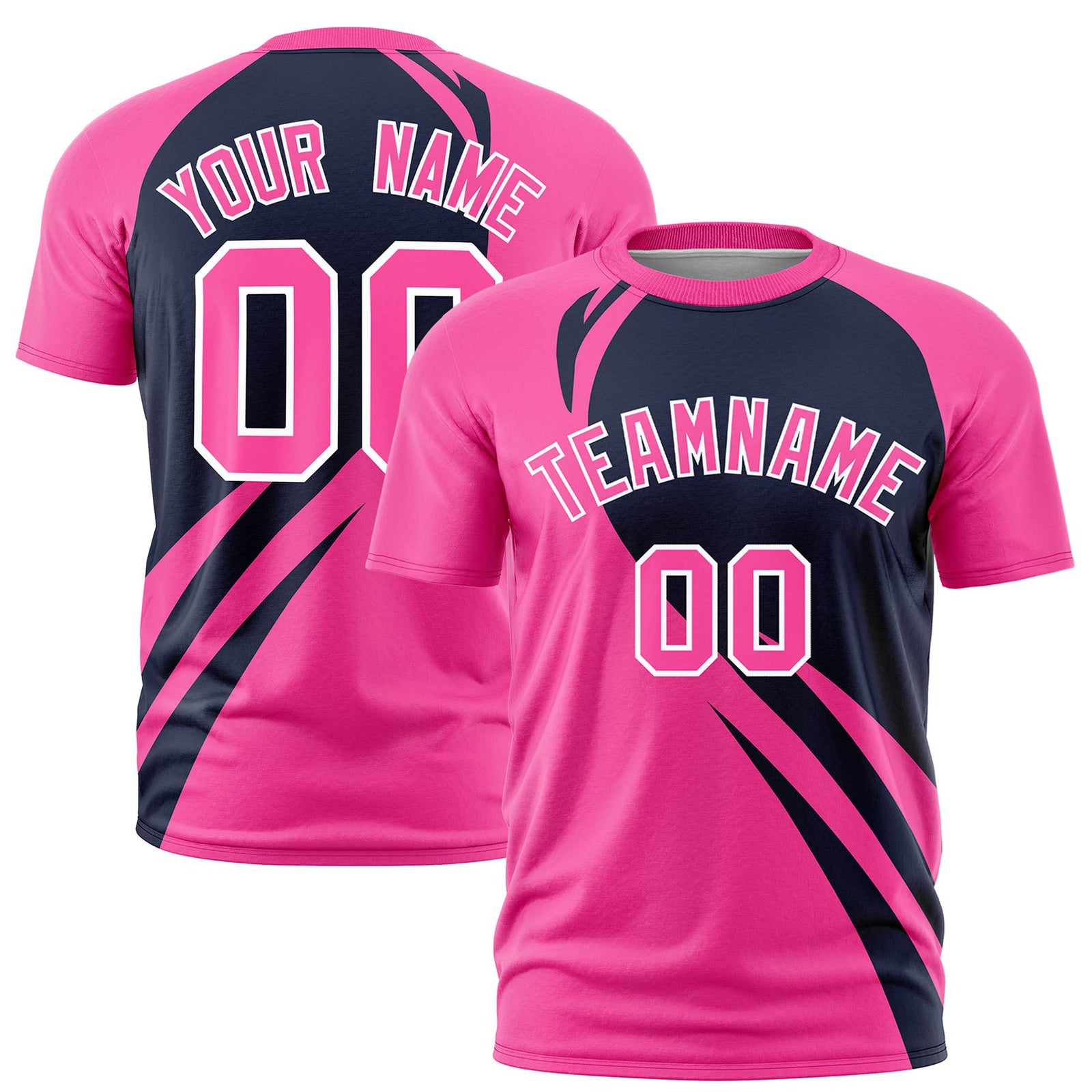 Custom Navy Pink Personalized Slanting Lump Pattern Performance T-Shirt