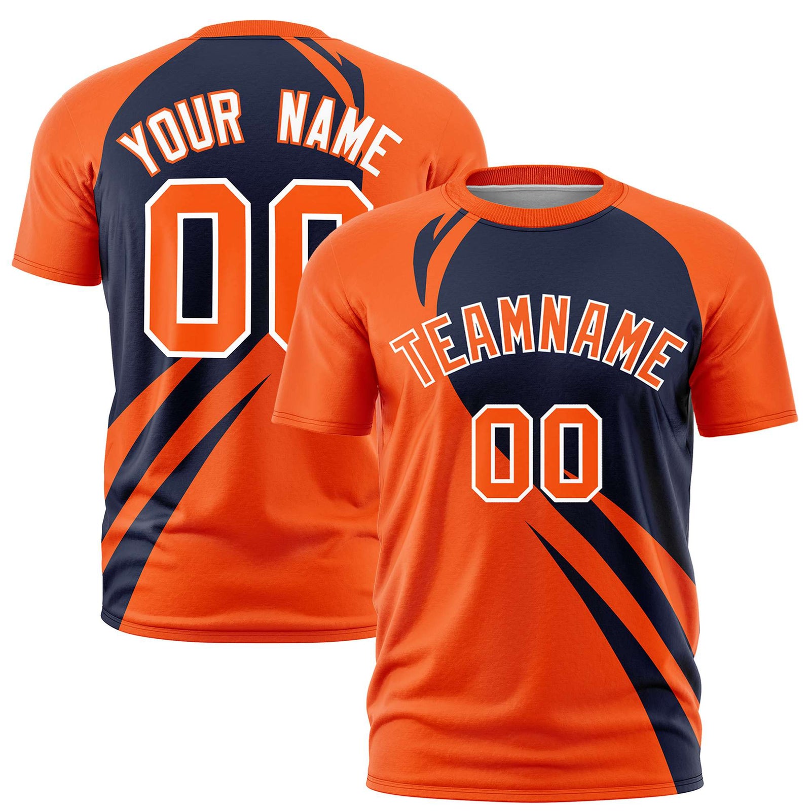Custom Navy Orange Personalized Slanting Lump Pattern Performance T-Shirt