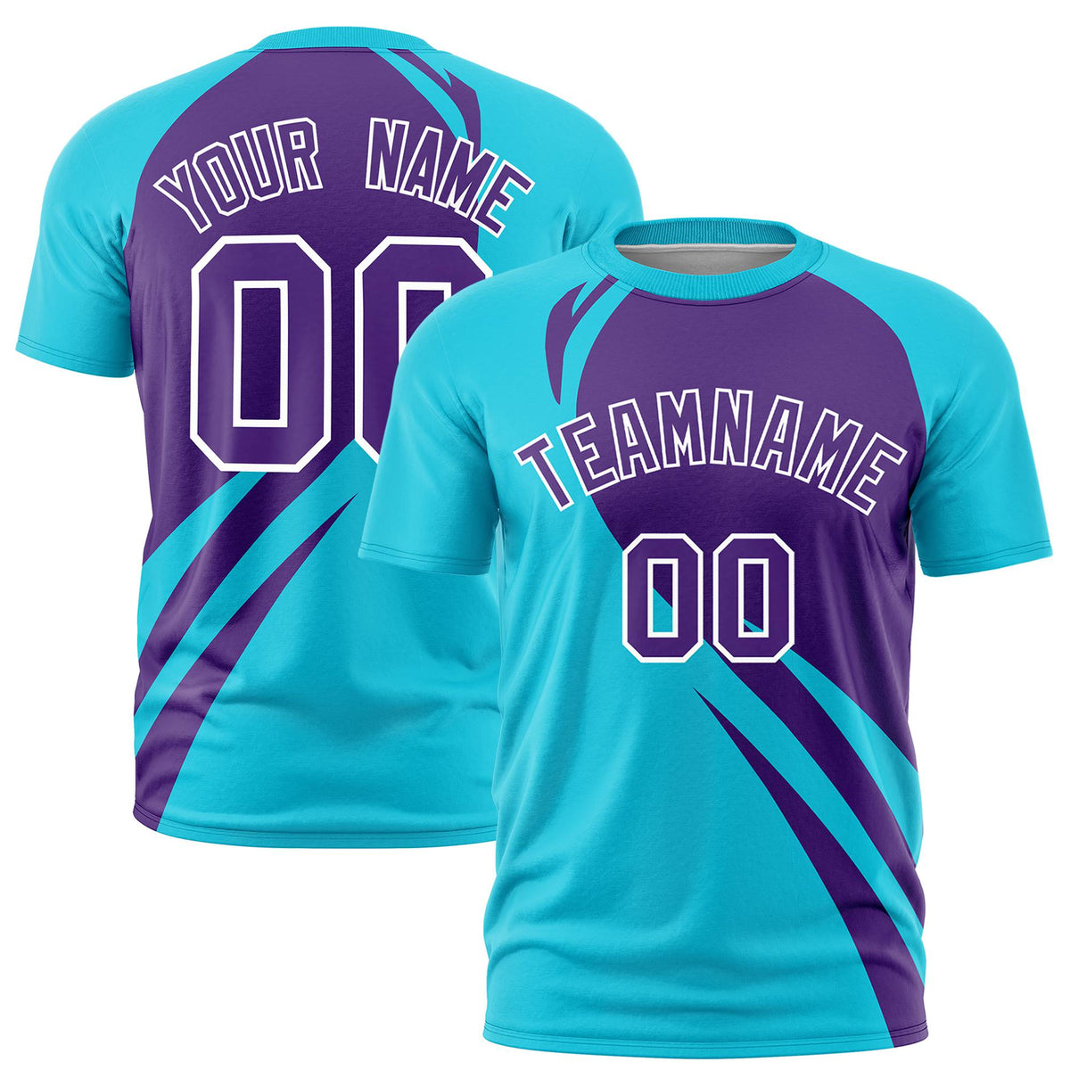 Custom Purple-Sky Blue Personalized Slanting Lump Pattern Performance T-Shirt