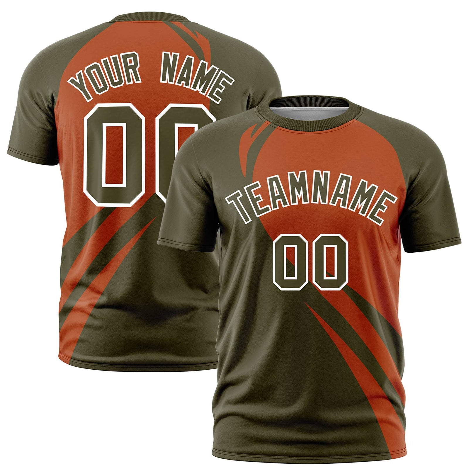 Custom Texas Orange-Olive Personalized Slanting Lump Pattern Performance T-Shirt