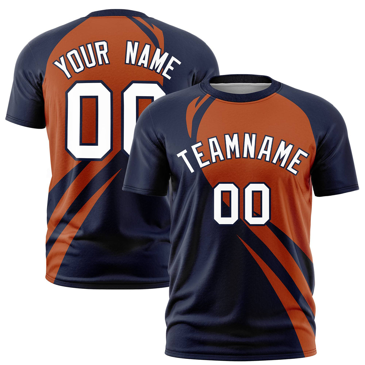 Custom Texas Orange-Navy Personalized Slanting Lump Pattern Performance T-Shirt