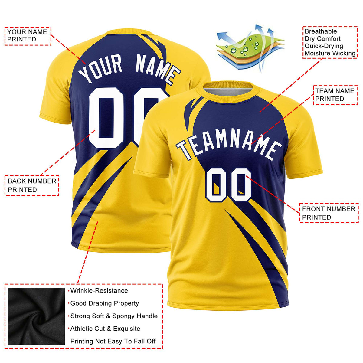 Custom Blue-Gold 01 Personalized Slanting Lump Pattern Performance T-Shirt