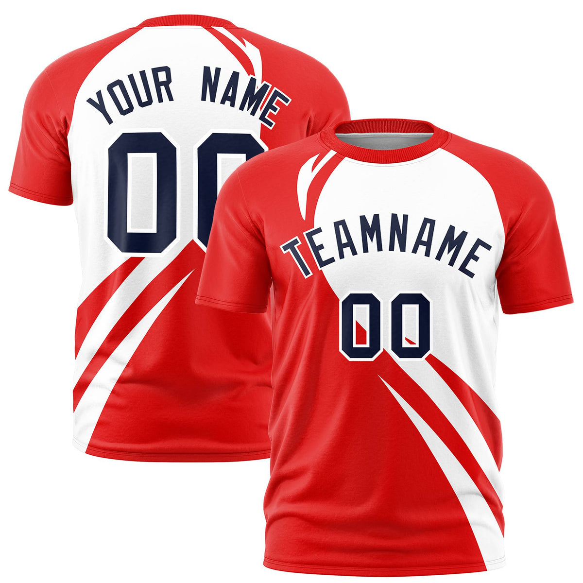 Custom White Red Personalized Slanting Lump Pattern Performance T-Shirt