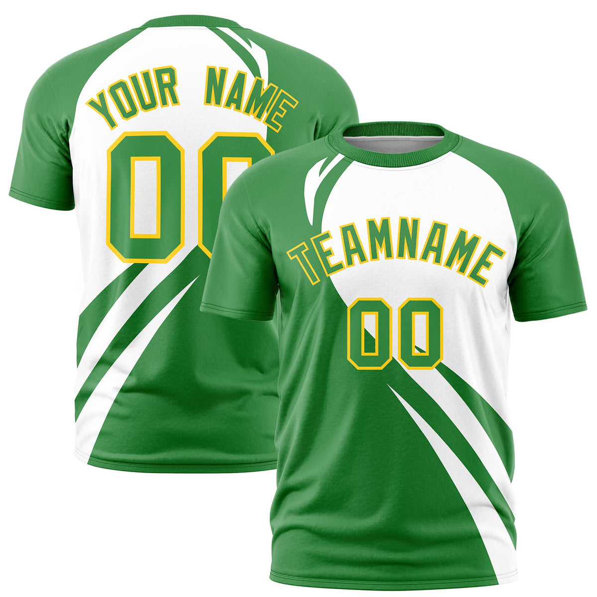 Custom White-Kelly Green Personalized Slanting Lump Pattern Performance T-Shirt