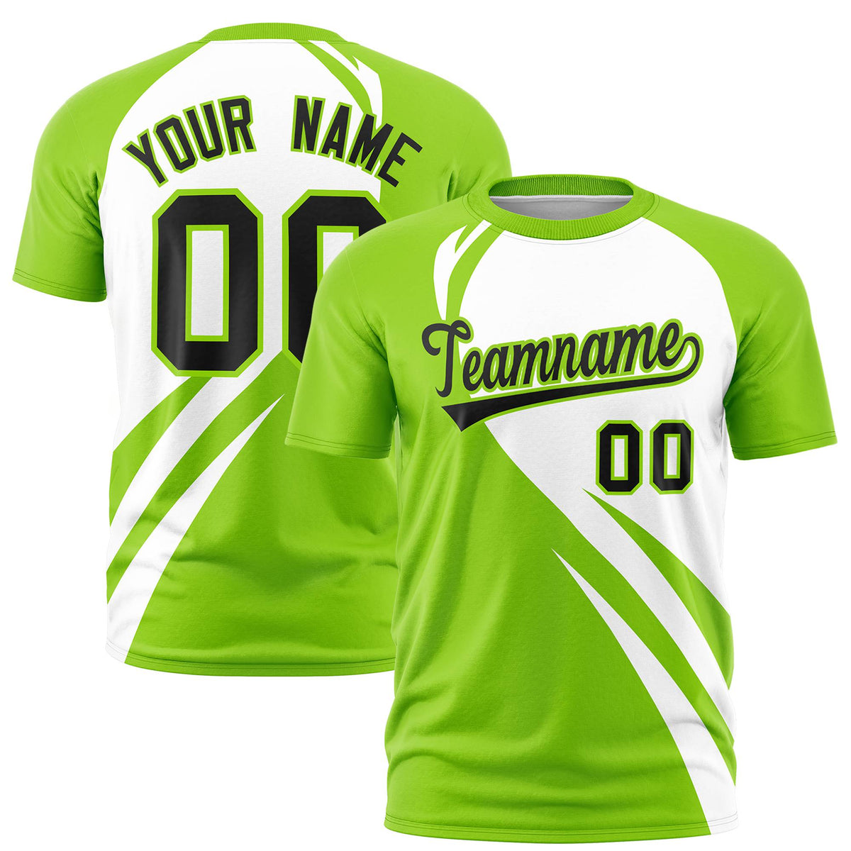 Custom White-Neon Green Personalized Slanting Lump Pattern Performance T-Shirt