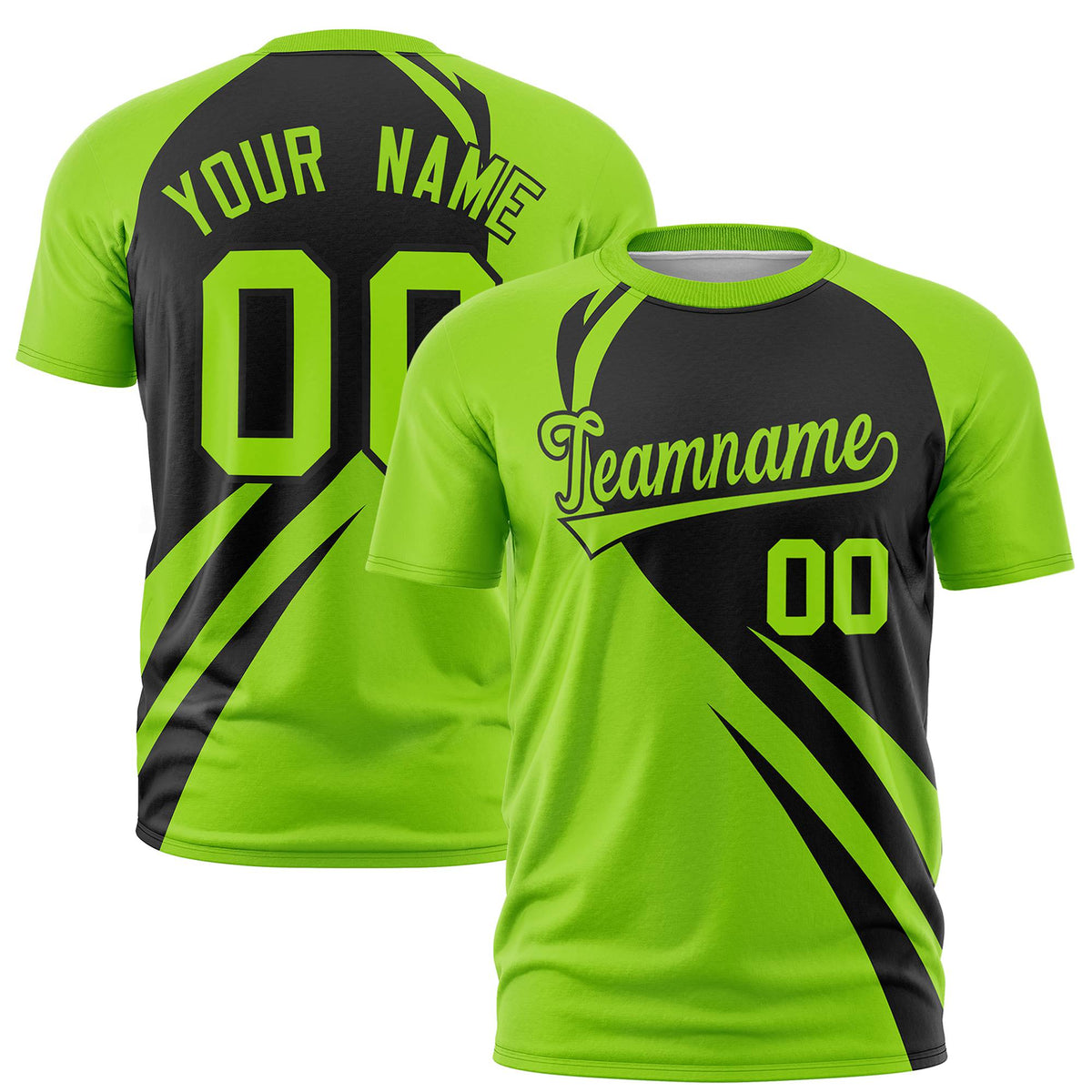 Custom Black-Neon Green Personalized Slanting Lump Pattern Performance T-Shirt
