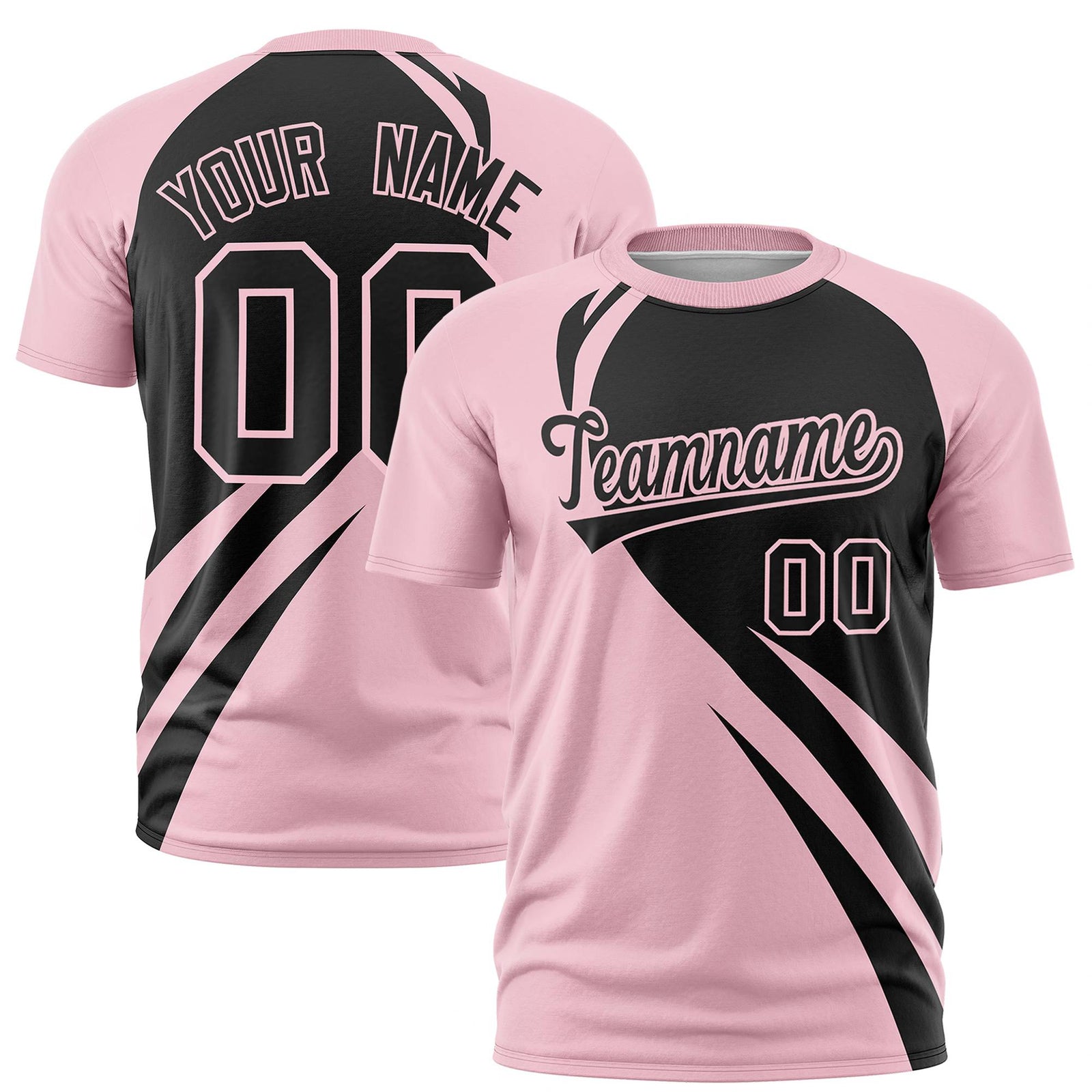 Custom Black-Light Pink Personalized Slanting Lump Pattern Performance T-Shirt