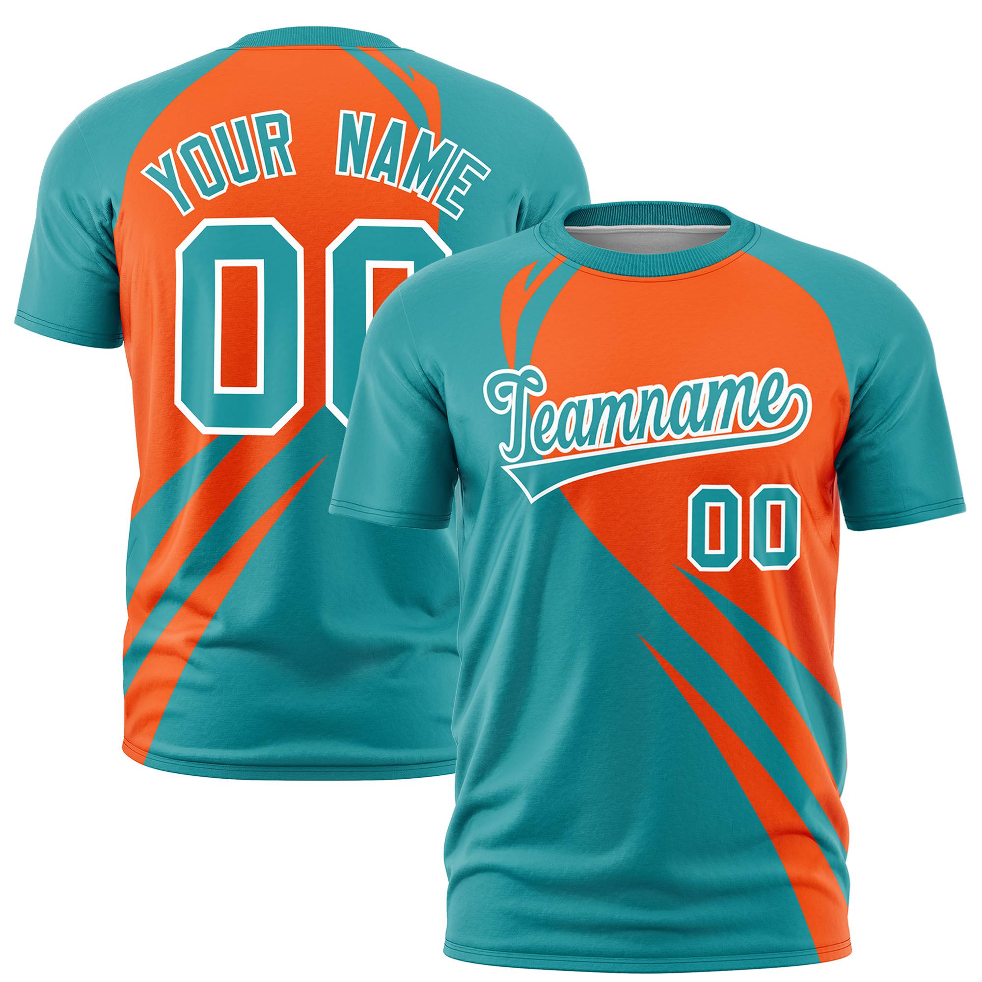 Custom Orange Aqua Personalized Slanting Lump Pattern Performance T-Shirt