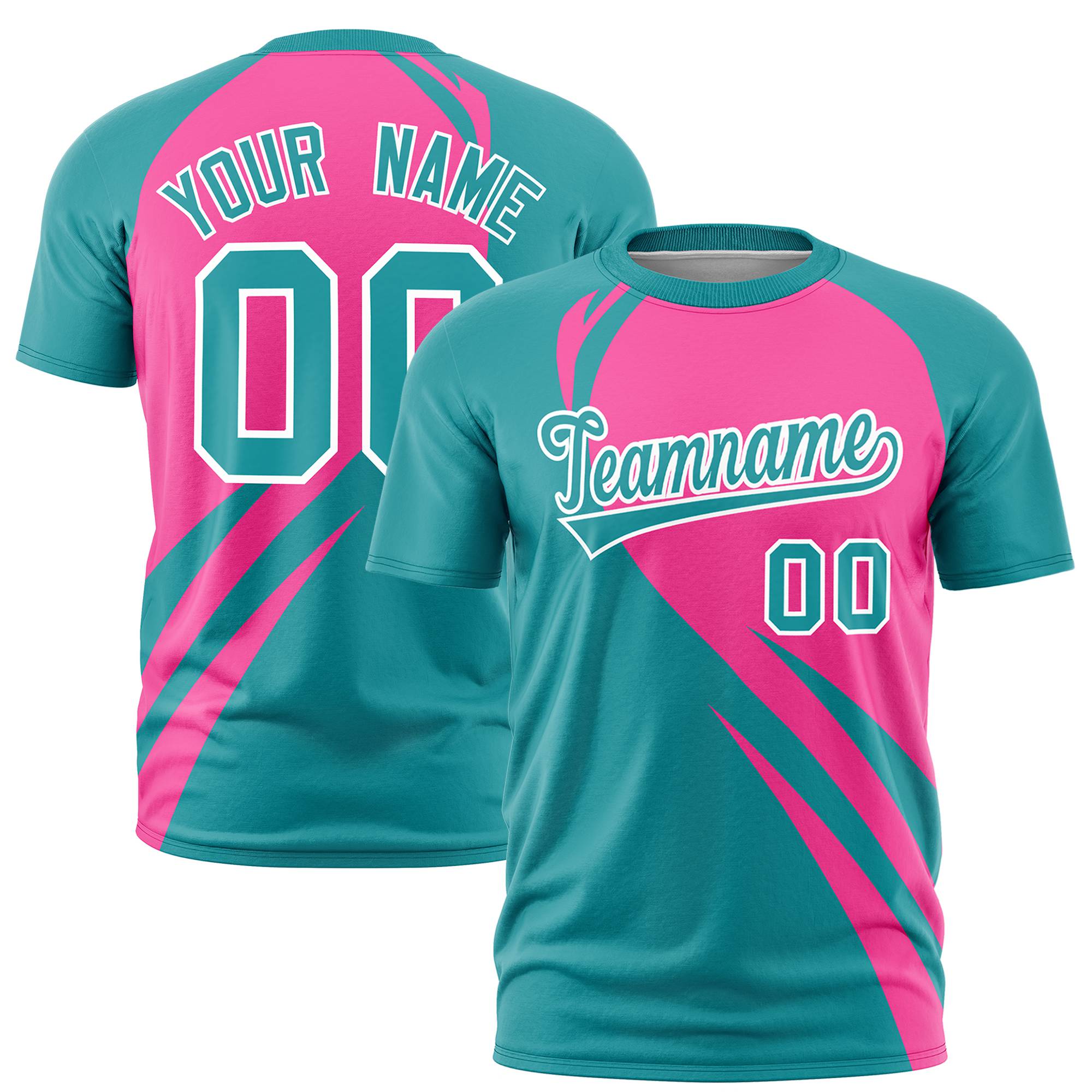 Custom Pink Aqua Personalized Slanting Lump Pattern Performance T-Shirt