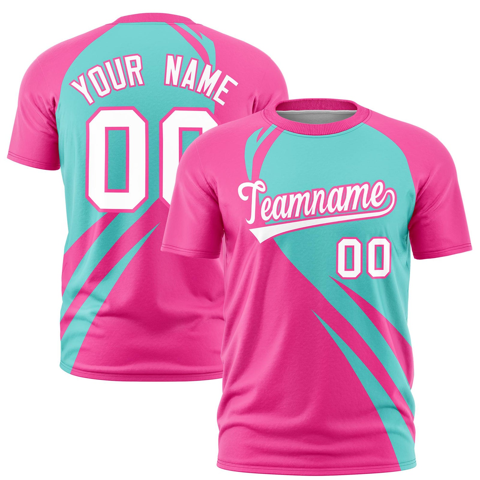 Custom Bright Green-Pink Personalized Slanting Lump Pattern Performance T-Shirt