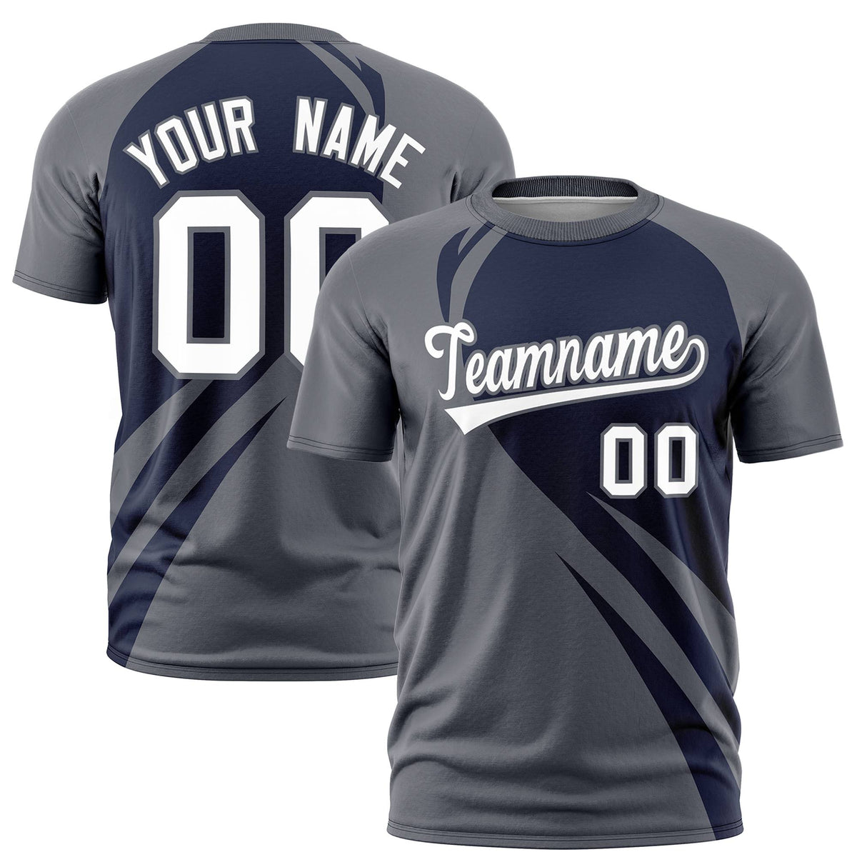 Custom Navy-Dark Gray Personalized Slanting Lump Pattern Performance T-Shirt