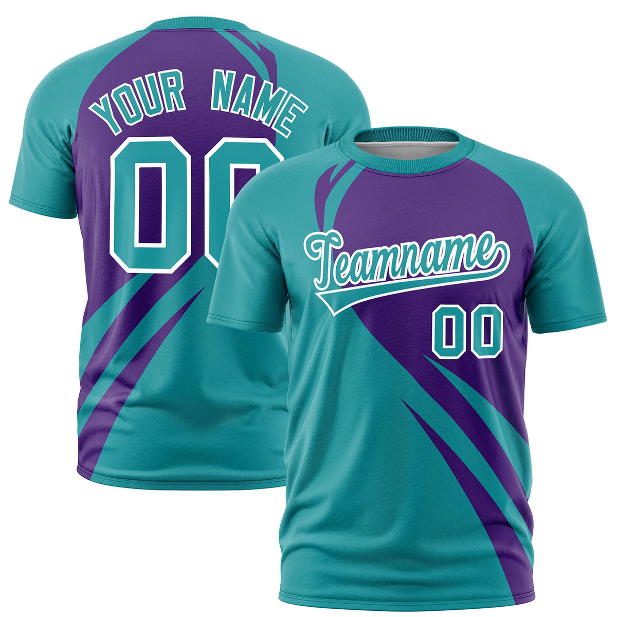 Custom Purple Aqua Personalized Slanting Lump Pattern Performance T-Shirt