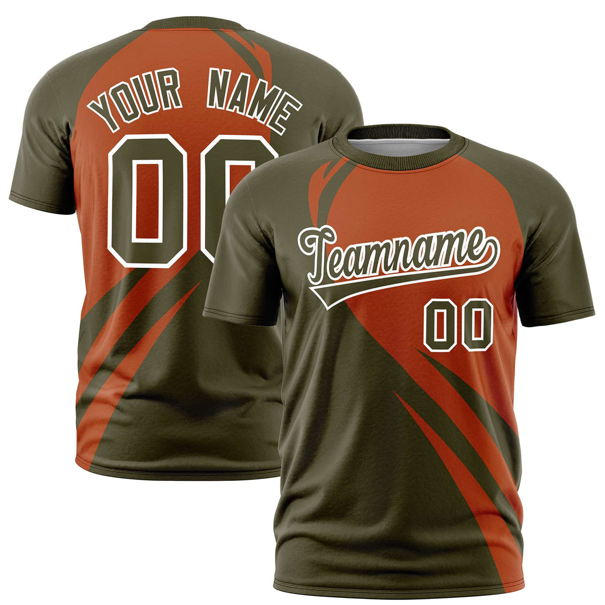 Custom Texas Orange-Olive Personalized Slanting Lump Pattern Performance T-Shirt
