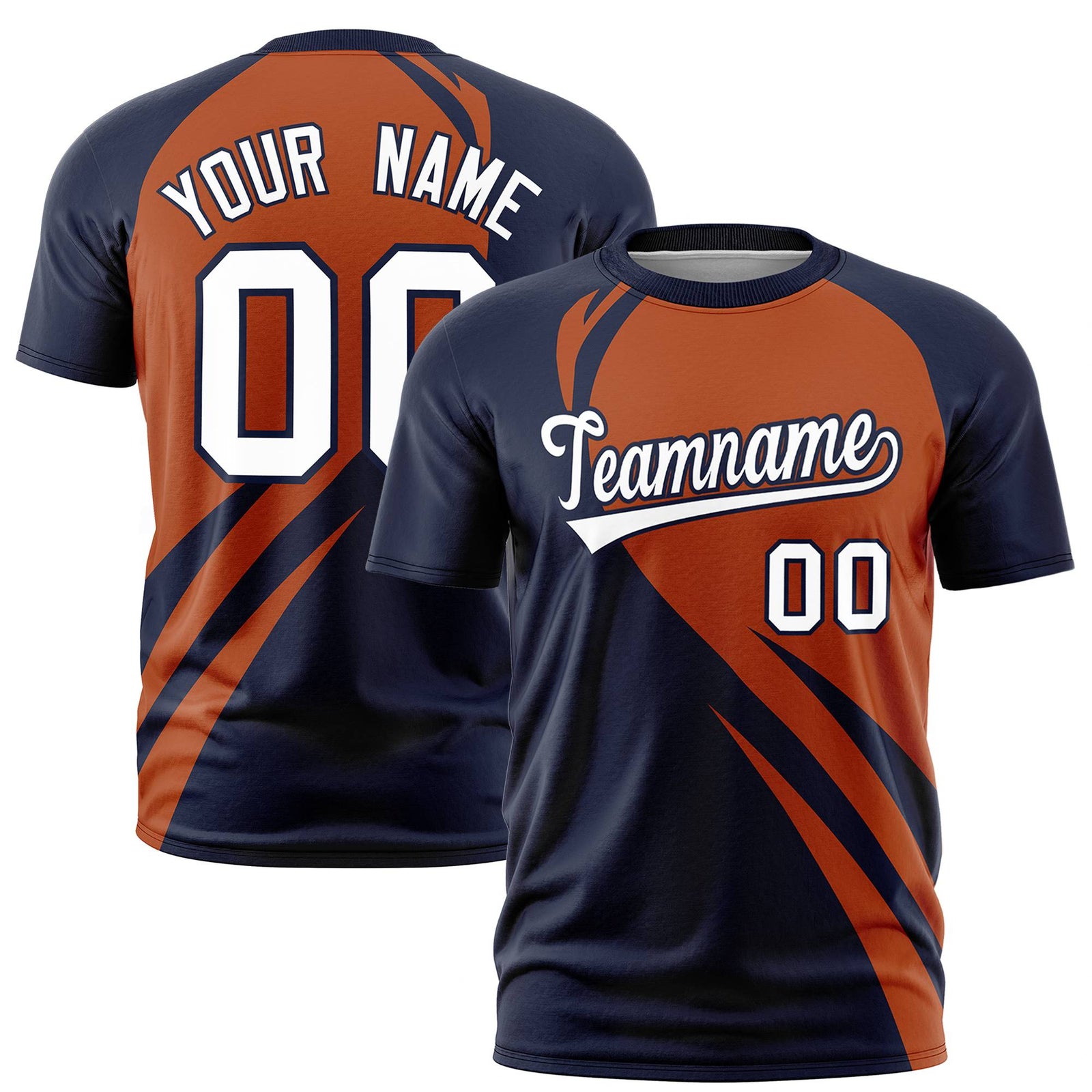 Custom Texas Orange-Navy Personalized Slanting Lump Pattern Performance T-Shirt
