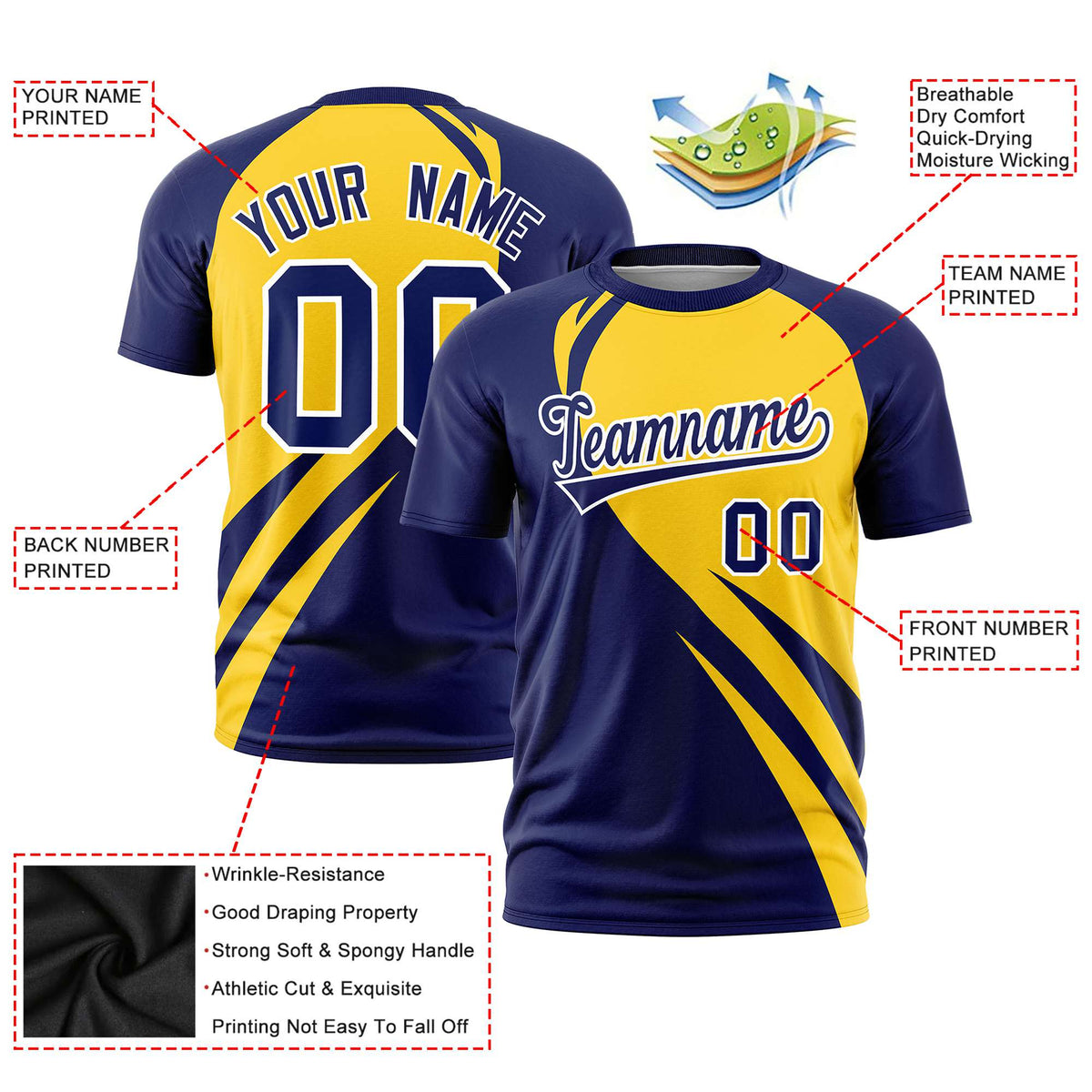 Custom Gold 01-Blue Personalized Slanting Lump Pattern Performance T-Shirt