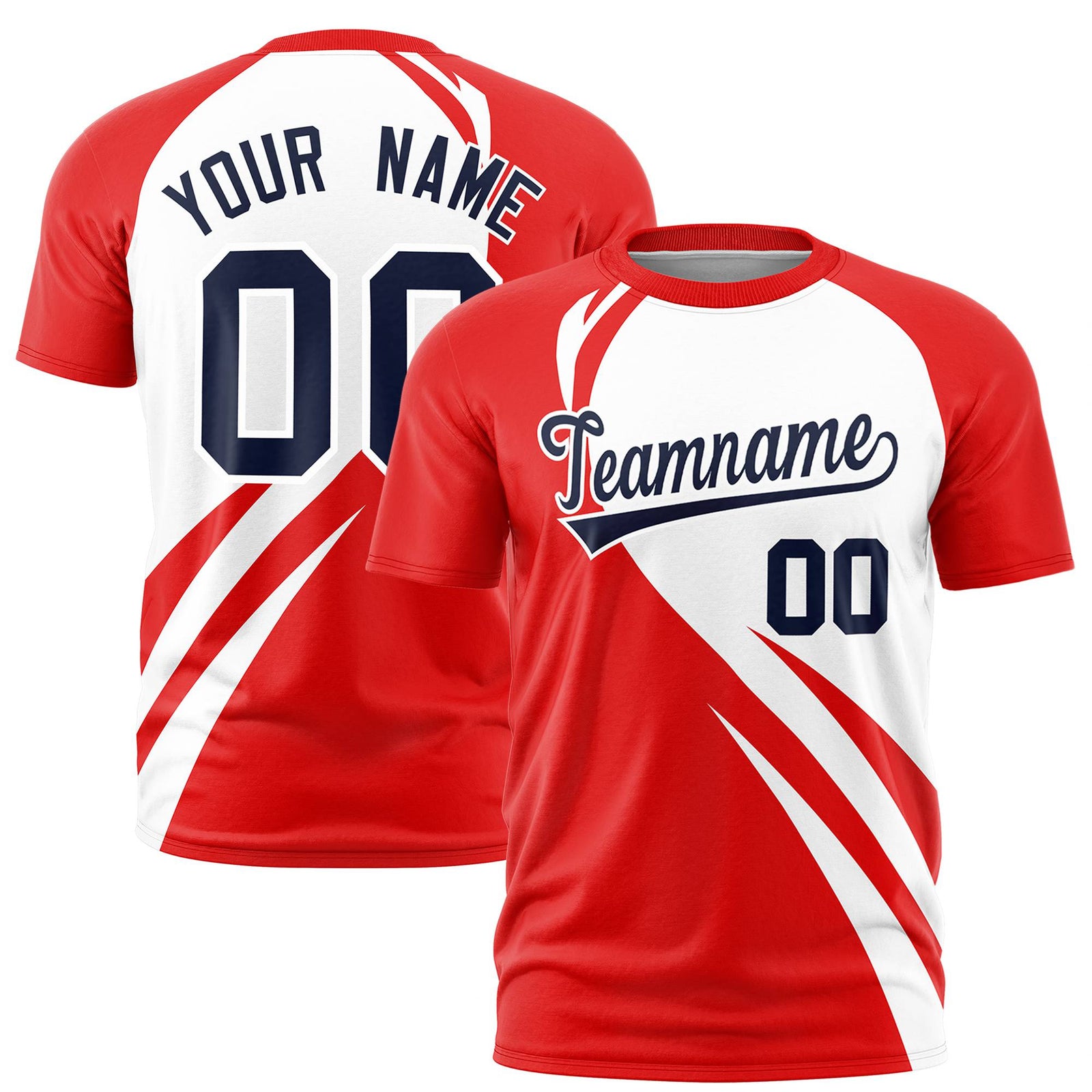 Custom White Red Personalized Slanting Lump Pattern Performance T-Shirt