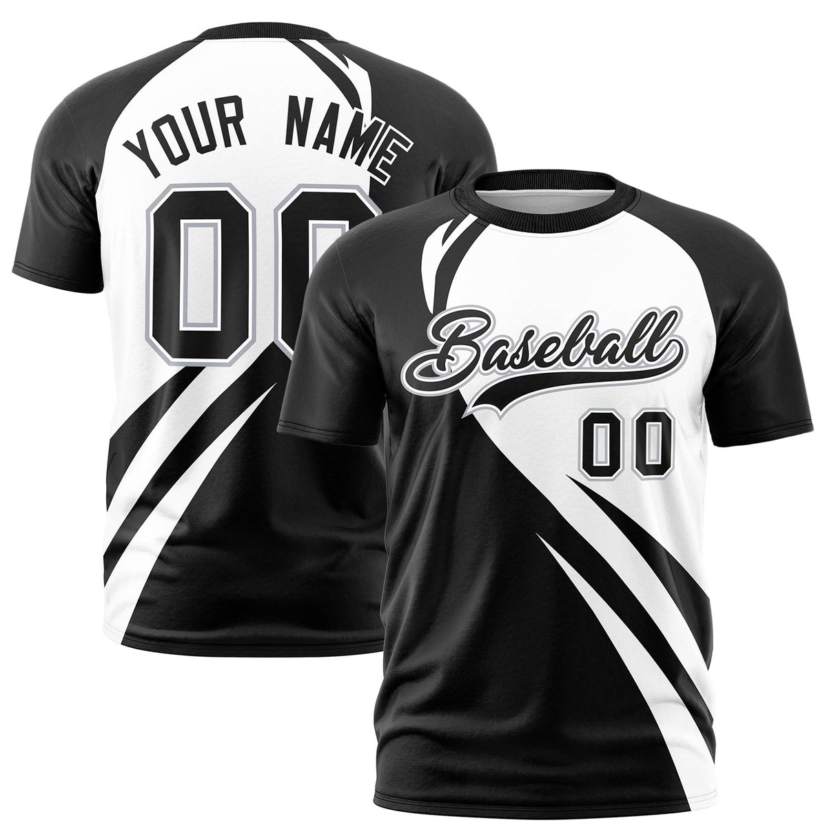 Custom White Black Personalized Slanting Lump Pattern Performance T-Shirt