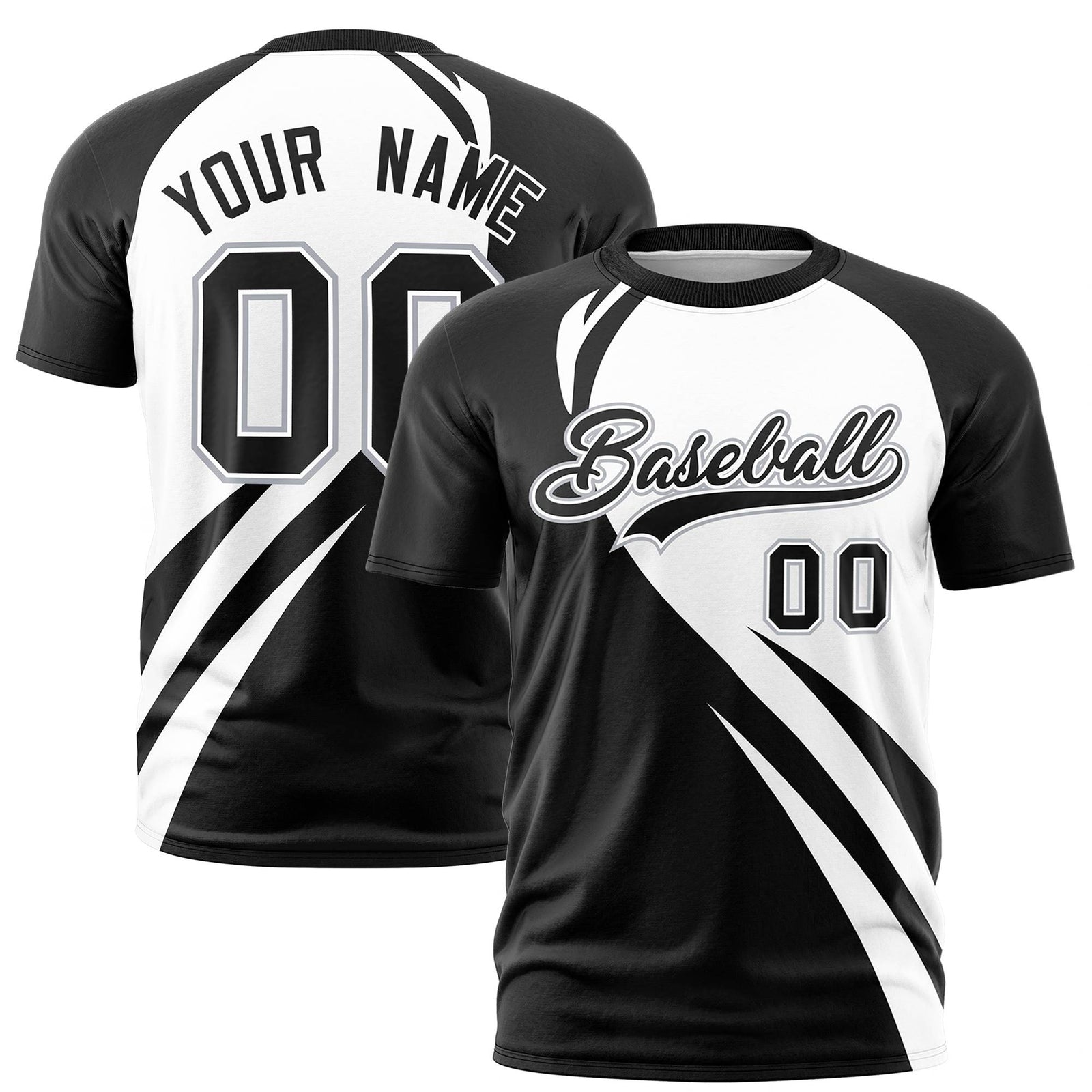 Custom White Black Personalized Slanting Lump Pattern Performance T-Shirt