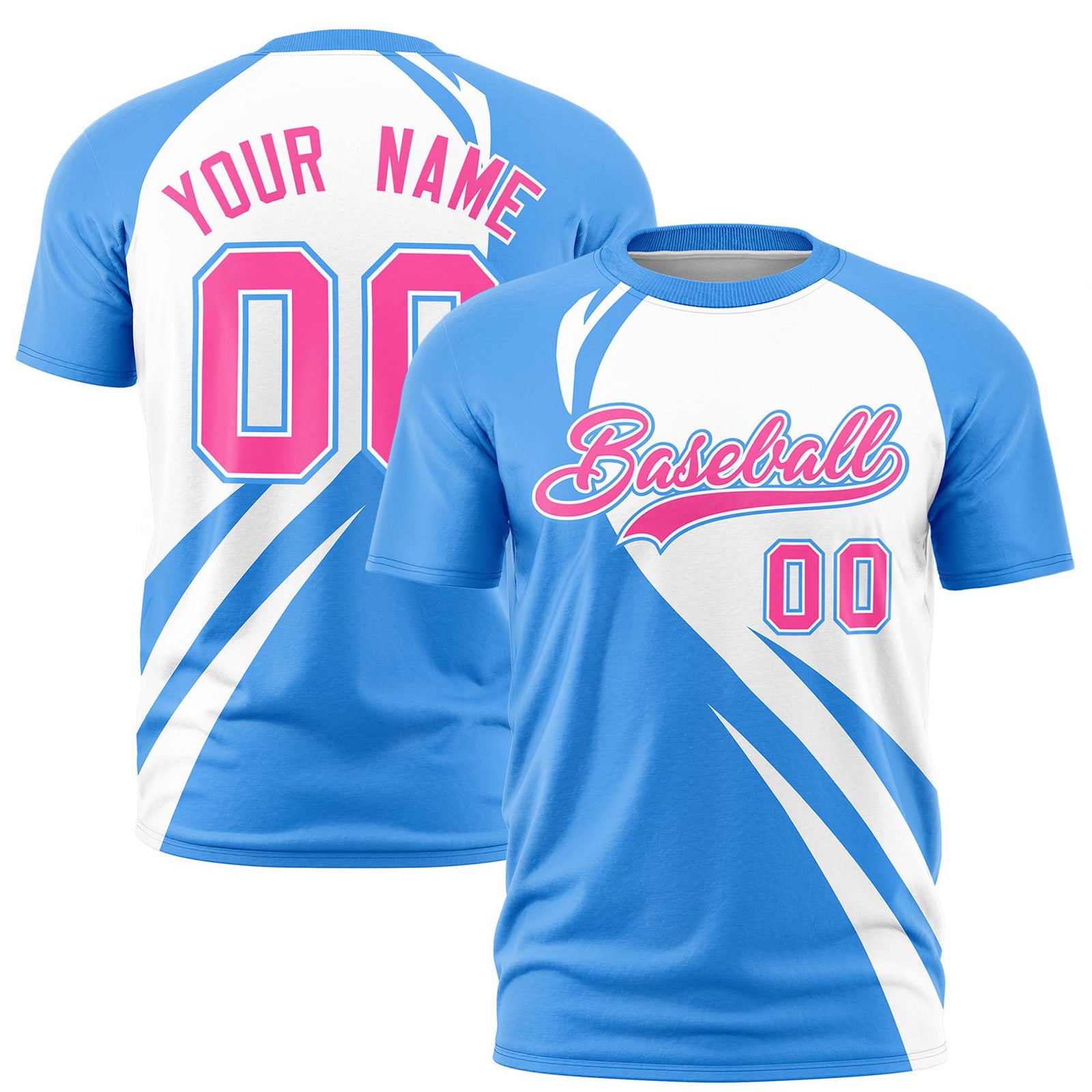 Custom White-Powder Blue Personalized Slanting Lump Pattern Performance T-Shirt