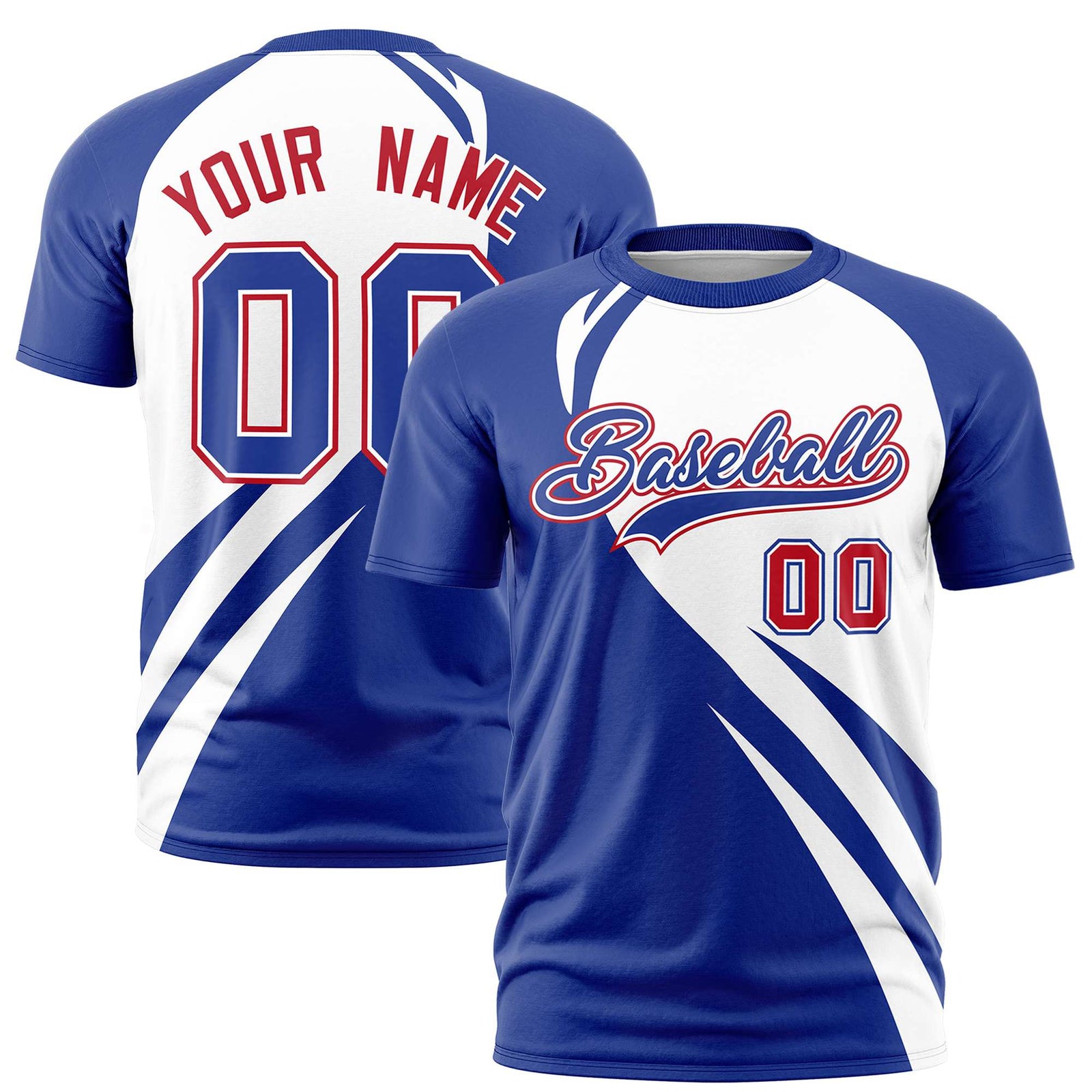 Custom White-Royal Blue Personalized Slanting Lump Pattern Performance T-Shirt