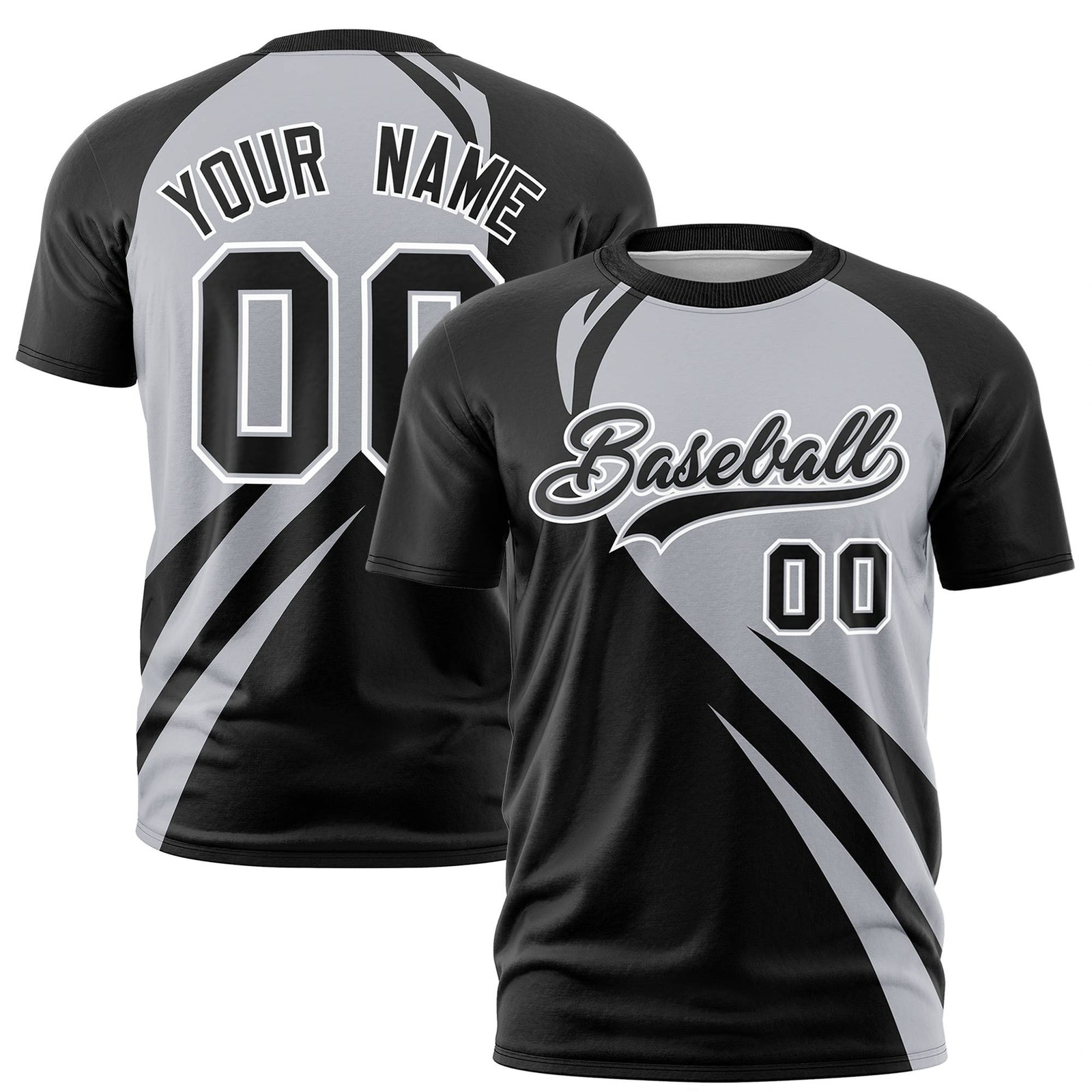 Custom Gray Black Personalized Slanting Lump Pattern Performance T-Shirt