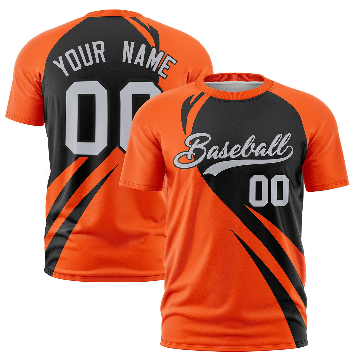 Custom Black Orange Personalized Slanting Lump Pattern Performance T-Shirt