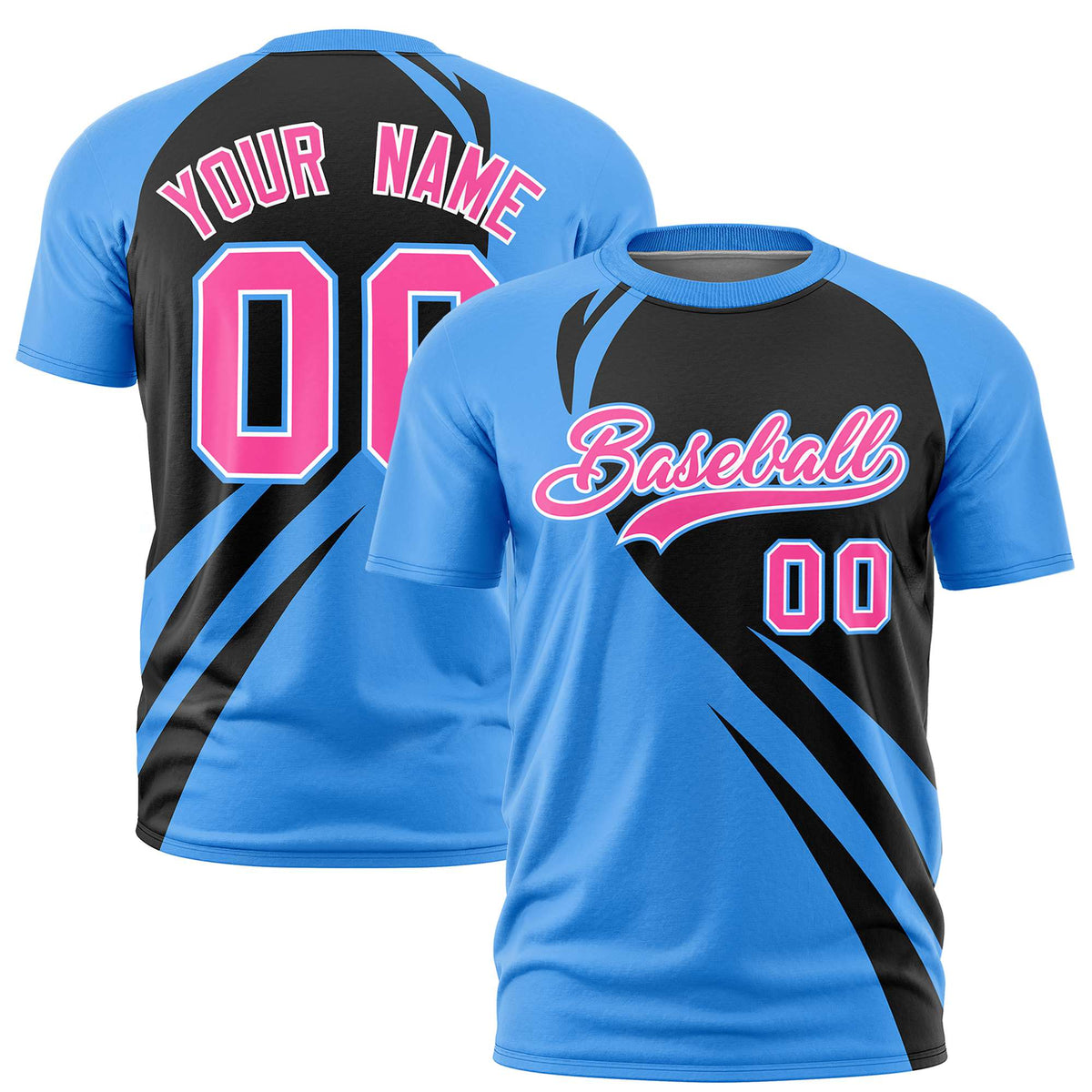 Custom Black-Powder Blue Personalized Slanting Lump Pattern Performance T-Shirt