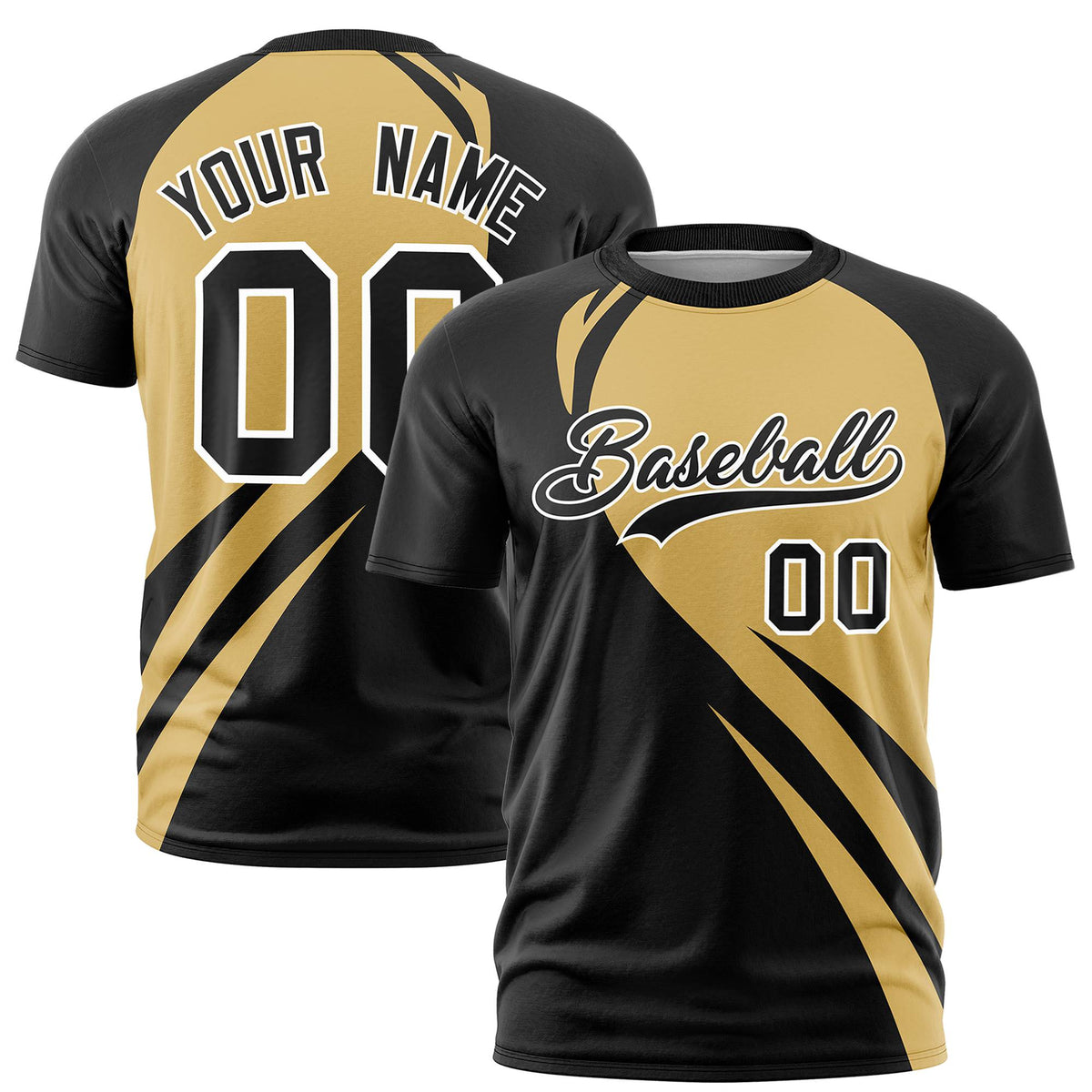 Custom Gold Black Personalized Slanting Lump Pattern Performance T-Shirt