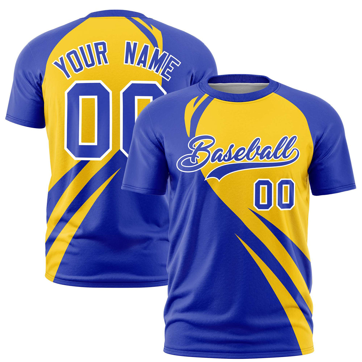 Custom Gold 01-Royal Blue Personalized Slanting Lump Pattern Performance T-Shirt