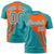 Custom Orange Aqua Personalized Slanting Lump Pattern Performance T-Shirt