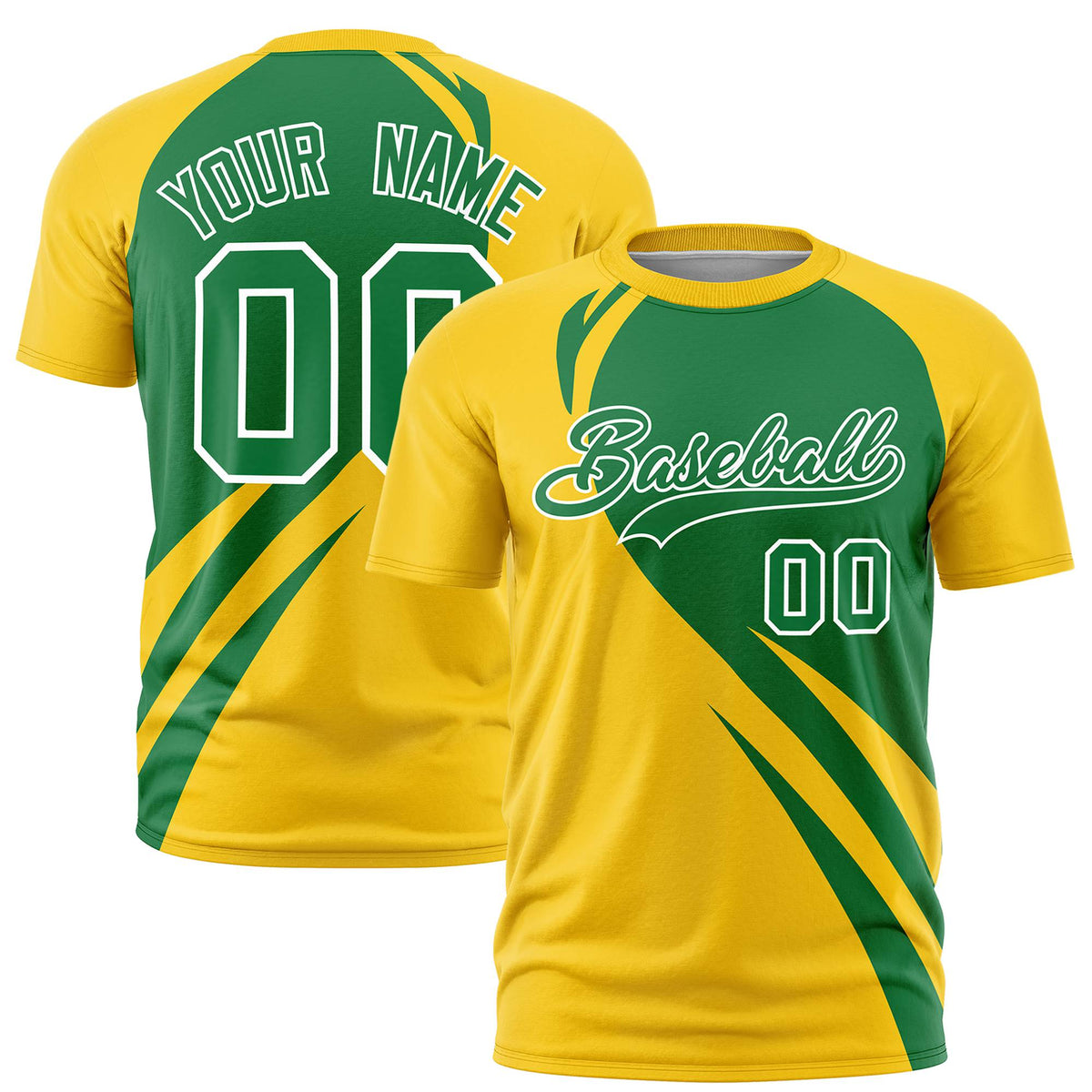 Custom Kelly Green-Gold 01 Personalized Slanting Lump Pattern Performance T-Shirt