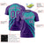 Custom Aqua Purple Personalized Slanting Lump Pattern Performance T-Shirt