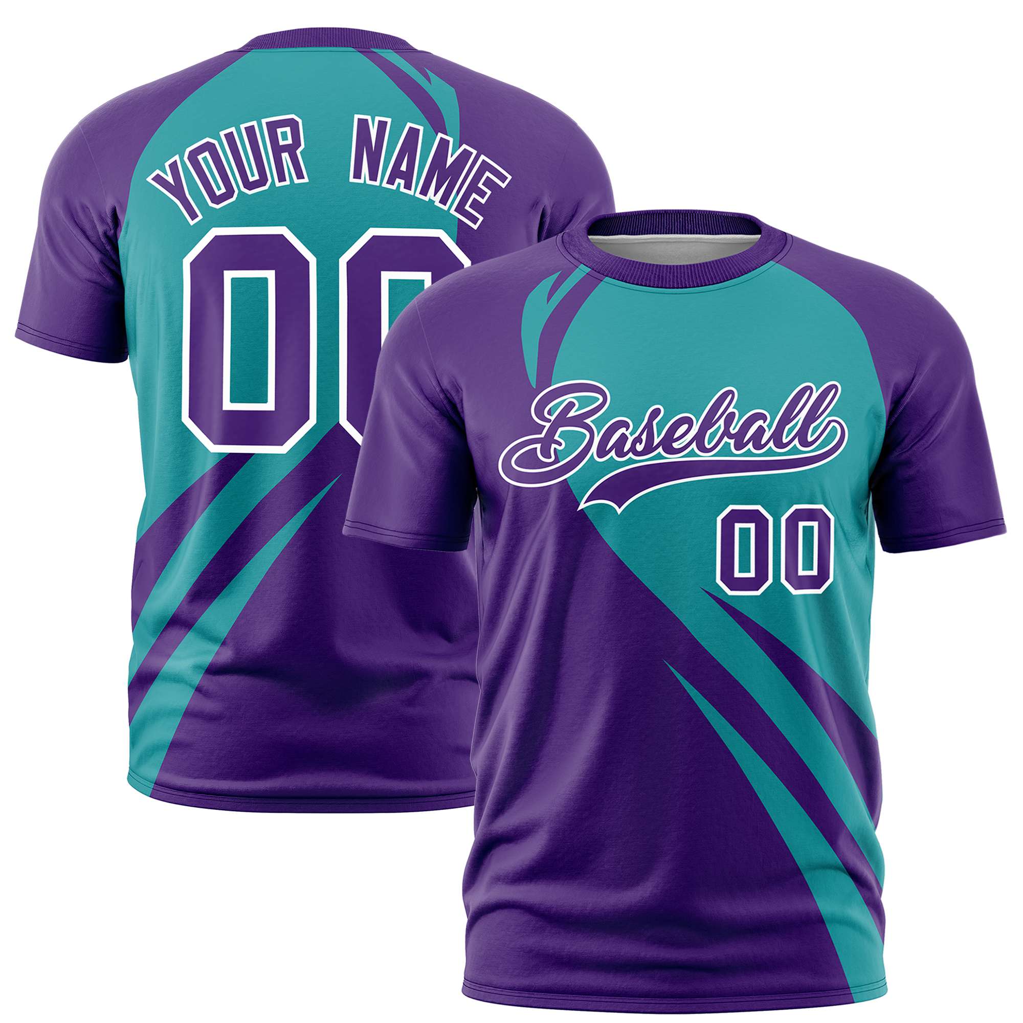 Custom Aqua Purple Personalized Slanting Lump Pattern Performance T-Shirt