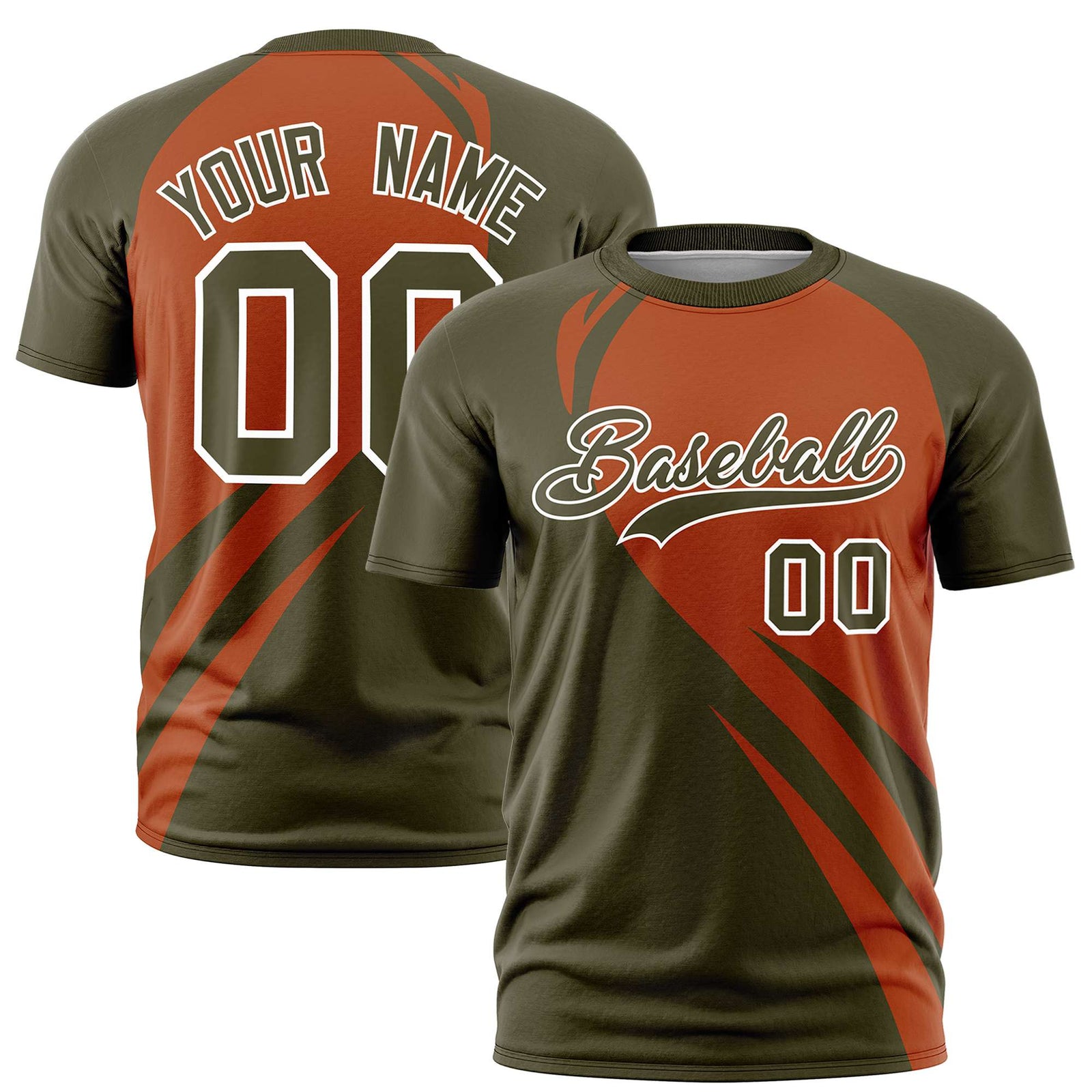 Custom Texas Orange-Olive Personalized Slanting Lump Pattern Performance T-Shirt