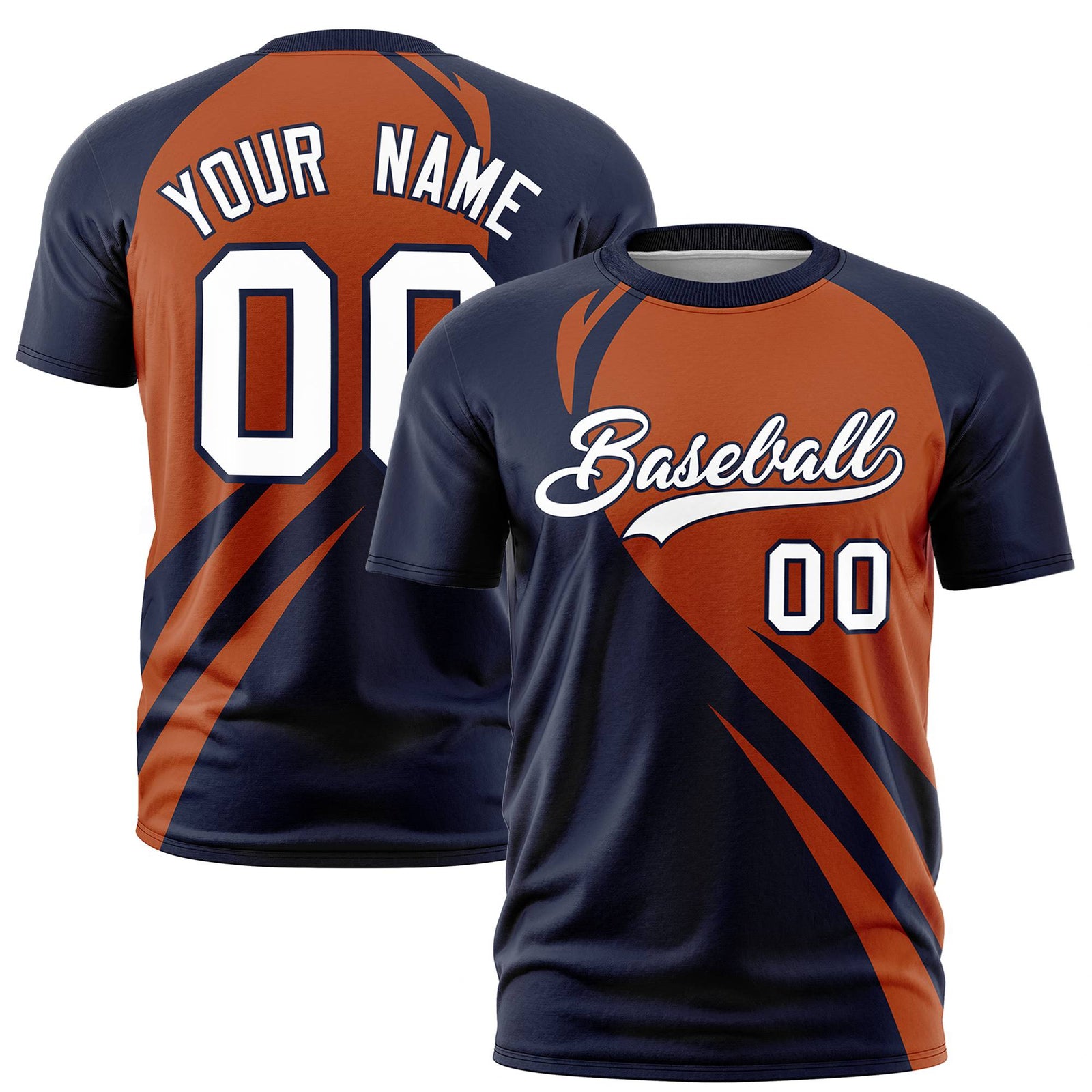 Custom Texas Orange-Navy Personalized Slanting Lump Pattern Performance T-Shirt