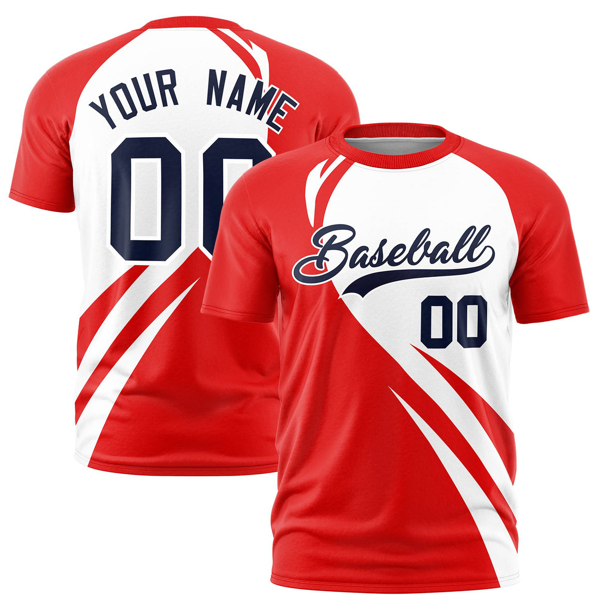 Custom White Red Personalized Slanting Lump Pattern Performance T-Shirt
