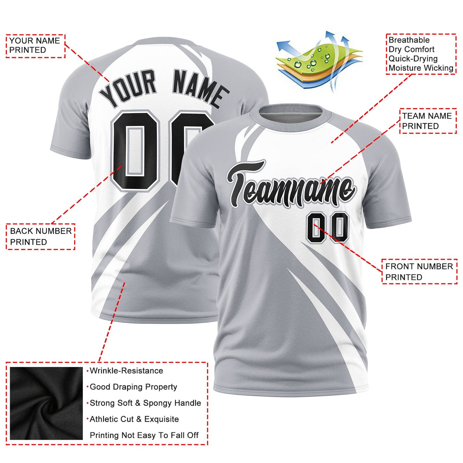 Custom White Gray Personalized Slanting Lump Pattern Performance T-Shirt