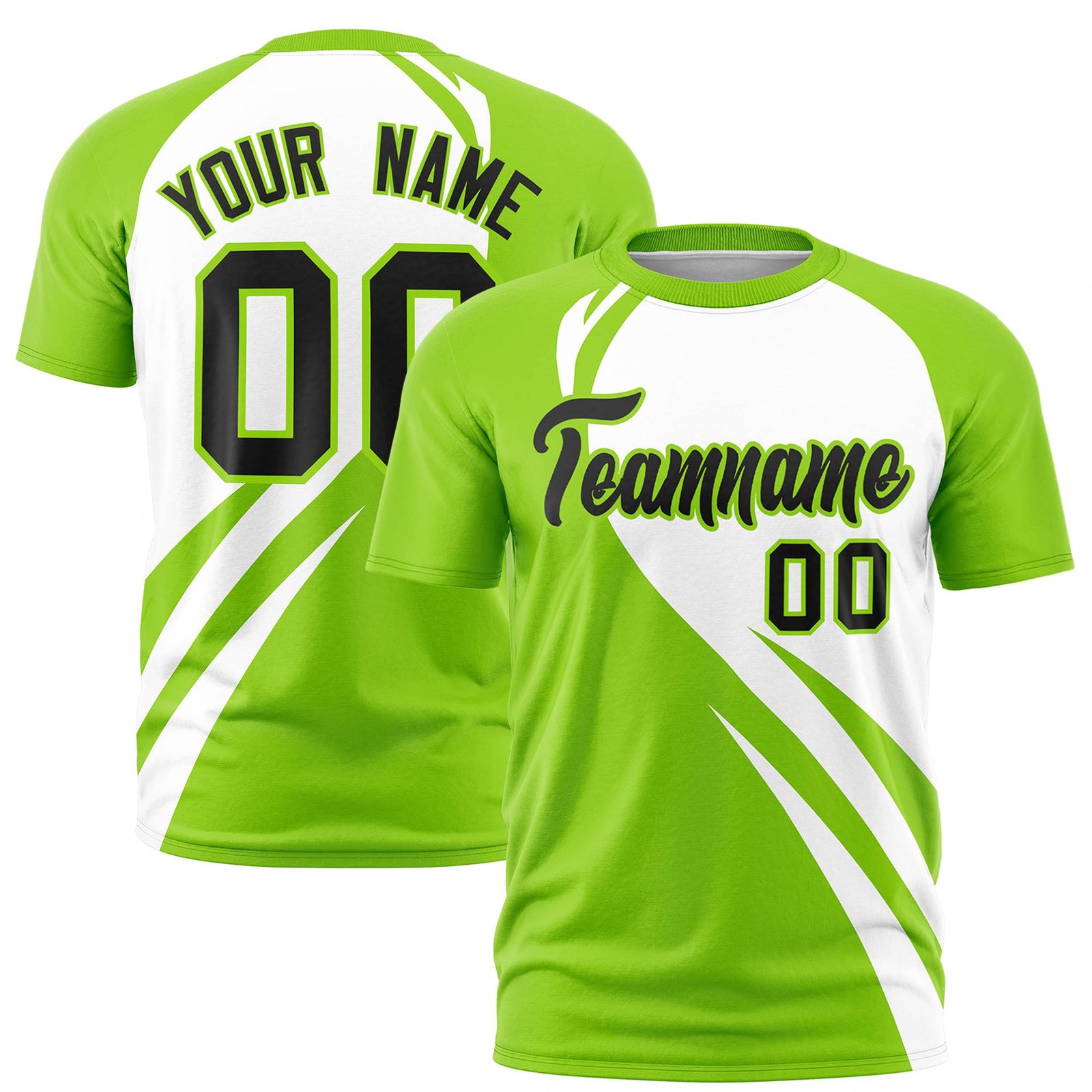 Custom White-Neon Green Personalized Slanting Lump Pattern Performance T-Shirt