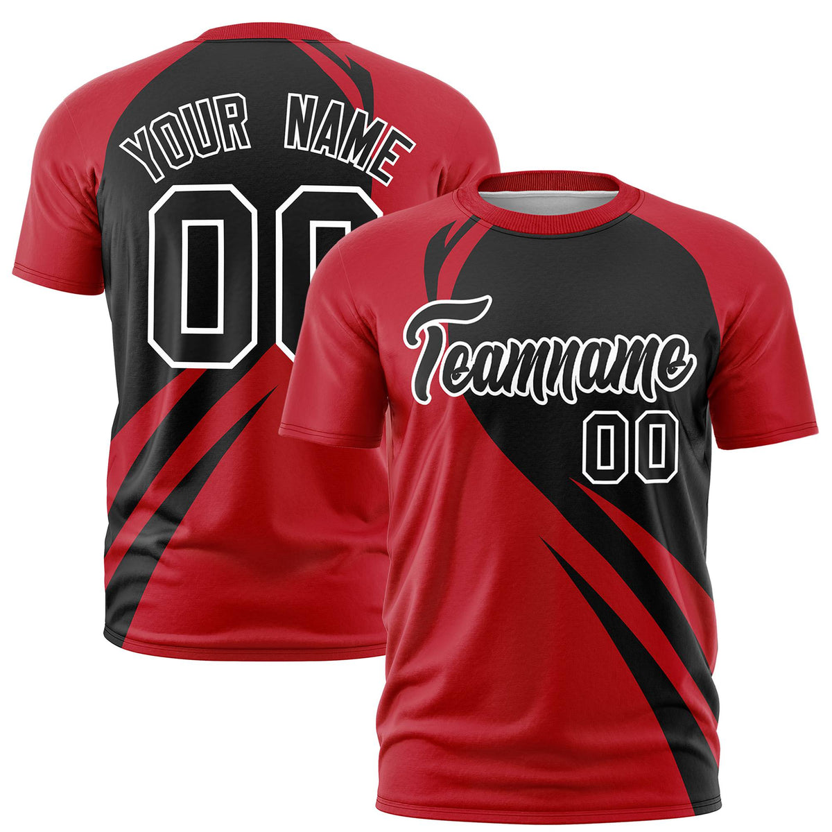 Custom Black Red Personalized Slanting Lump Pattern Performance T-Shirt
