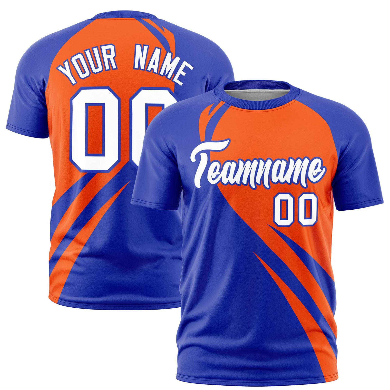 Custom Orange-Royal Blue Personalized Slanting Lump Pattern Performance T-Shirt