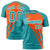 Custom Orange Aqua Personalized Slanting Lump Pattern Performance T-Shirt