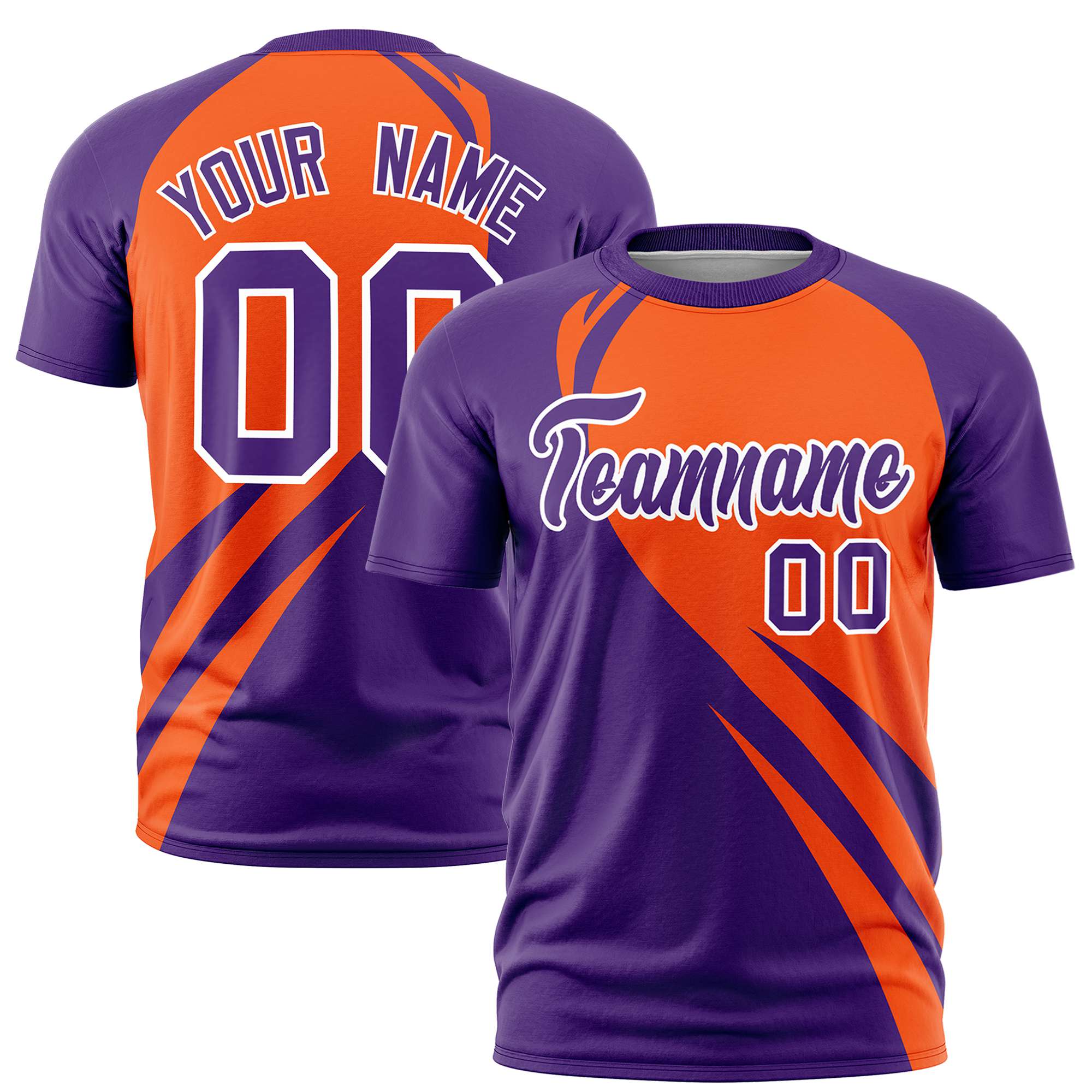 Custom Orange Purple Personalized Slanting Lump Pattern Performance T-Shirt