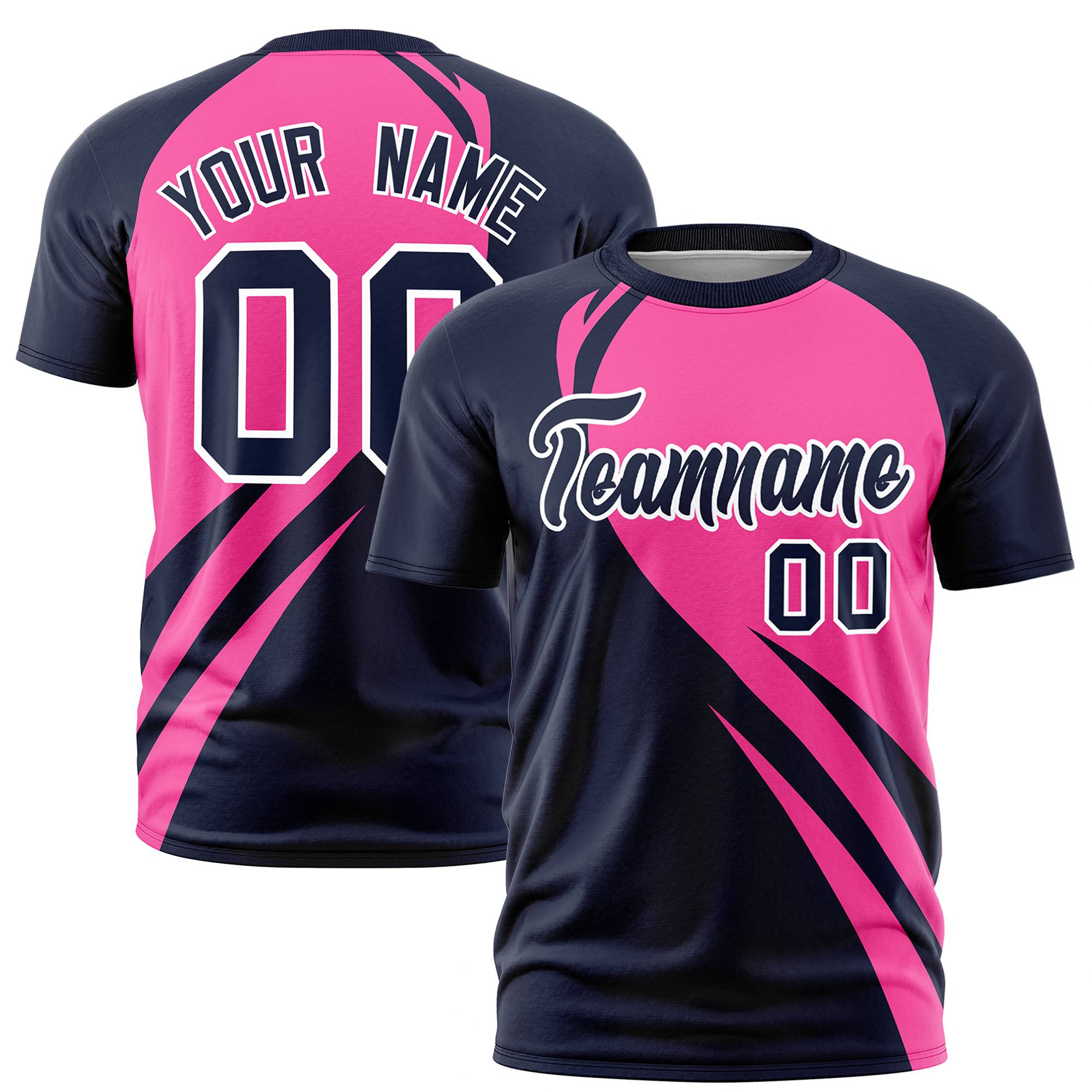 Custom Pink Navy Personalized Slanting Lump Pattern Performance T-Shirt