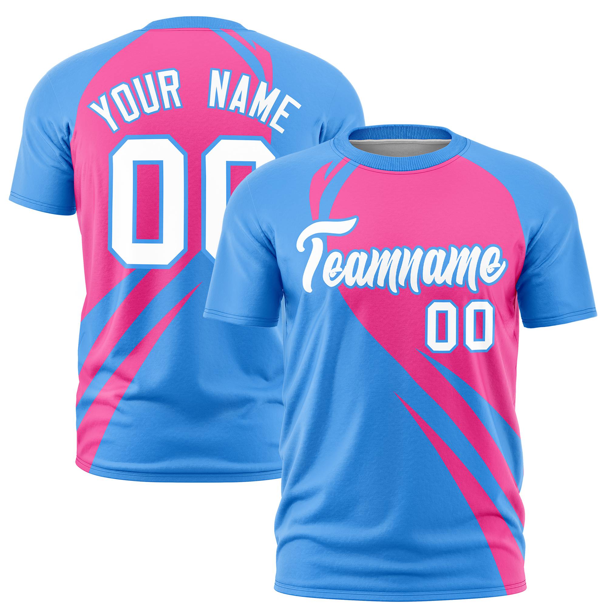 Custom Pink-Powder Blue Personalized Slanting Lump Pattern Performance T-Shirt