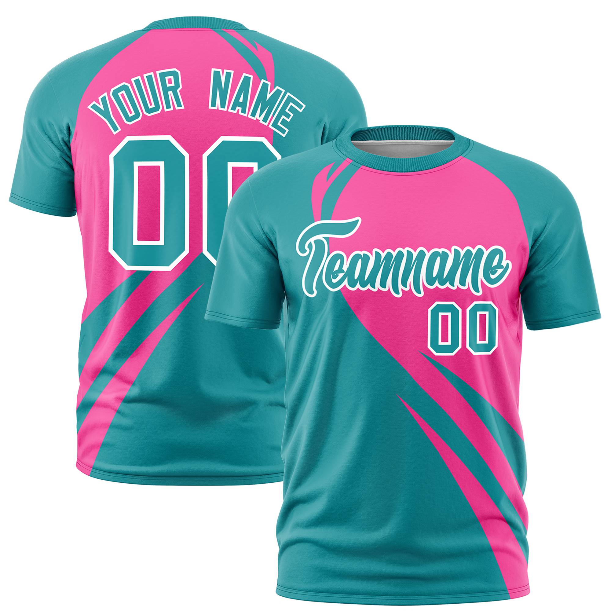 Custom Pink Aqua Personalized Slanting Lump Pattern Performance T-Shirt