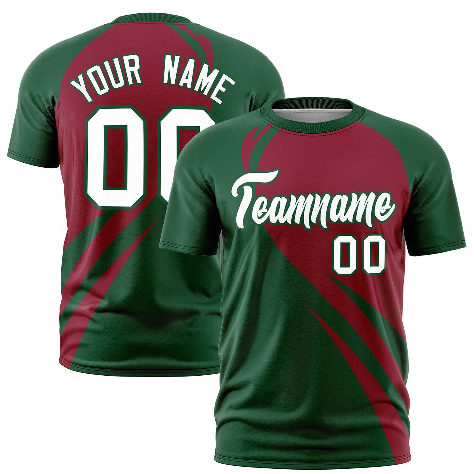 Custom Crimson Green Personalized Slanting Lump Pattern Performance T-Shirt