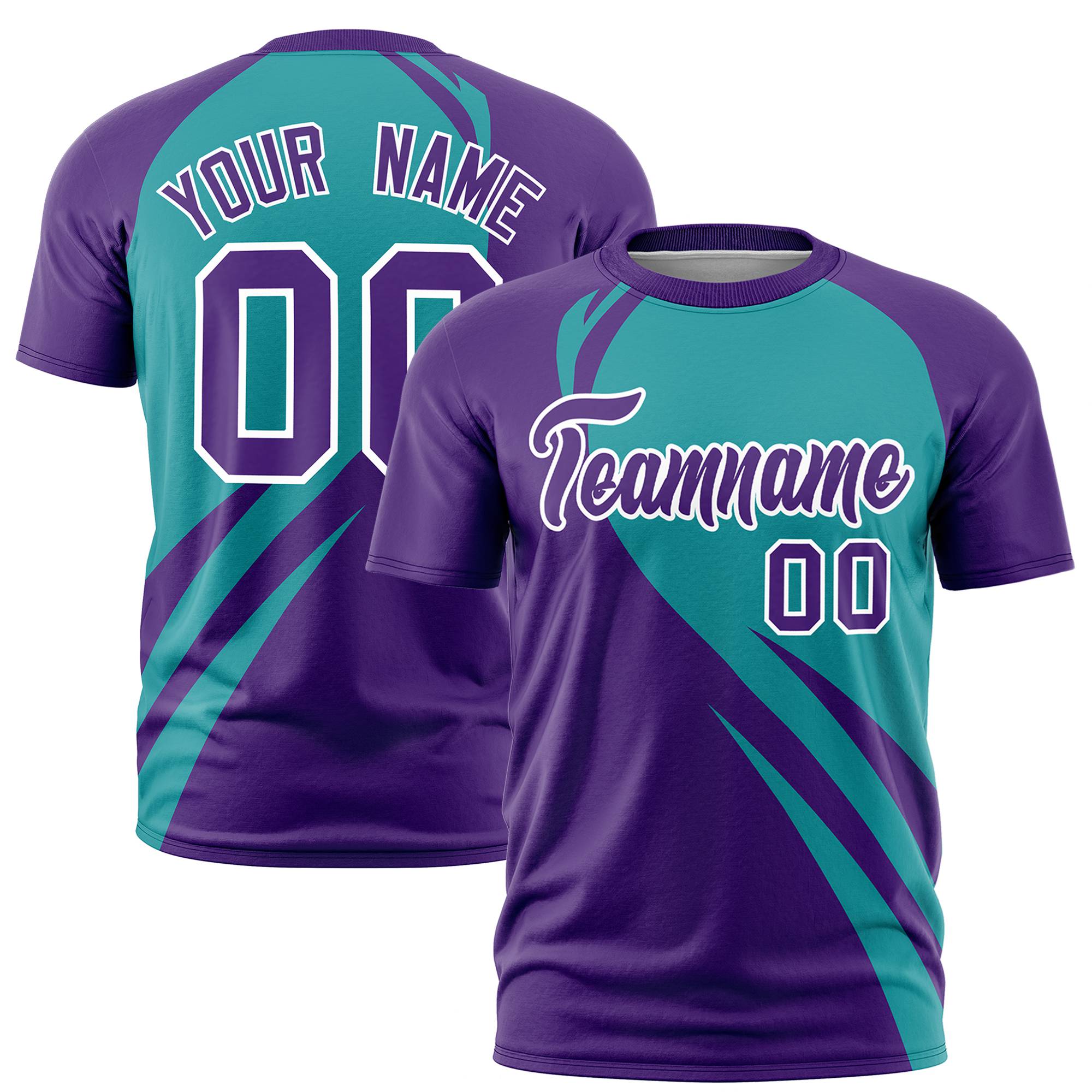 Custom Aqua Purple Personalized Slanting Lump Pattern Performance T-Shirt